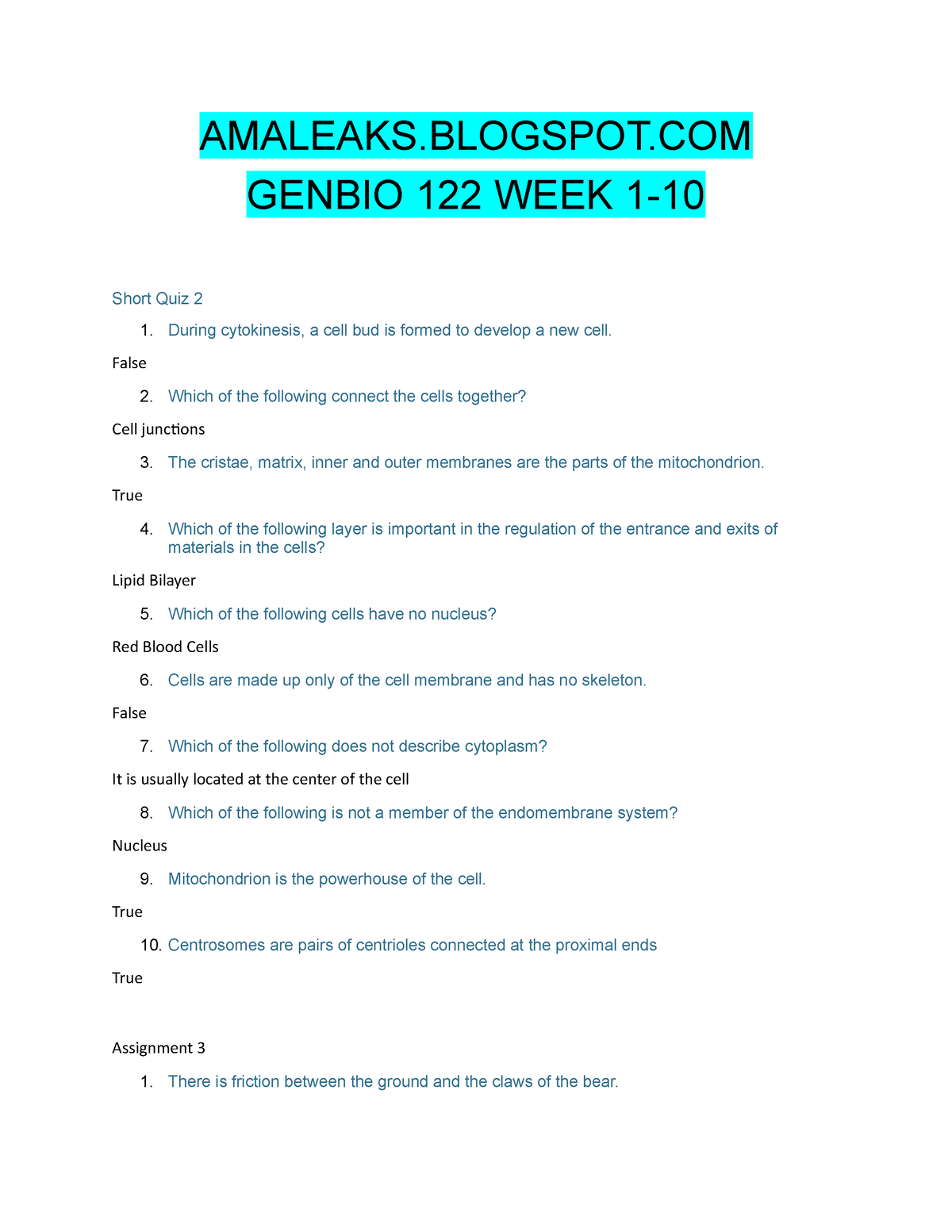 [ Amaleaks. Blogspot.COM] Genbio 122 WEEK 1-10 - AMALEAKS.BLOGSPOT ...