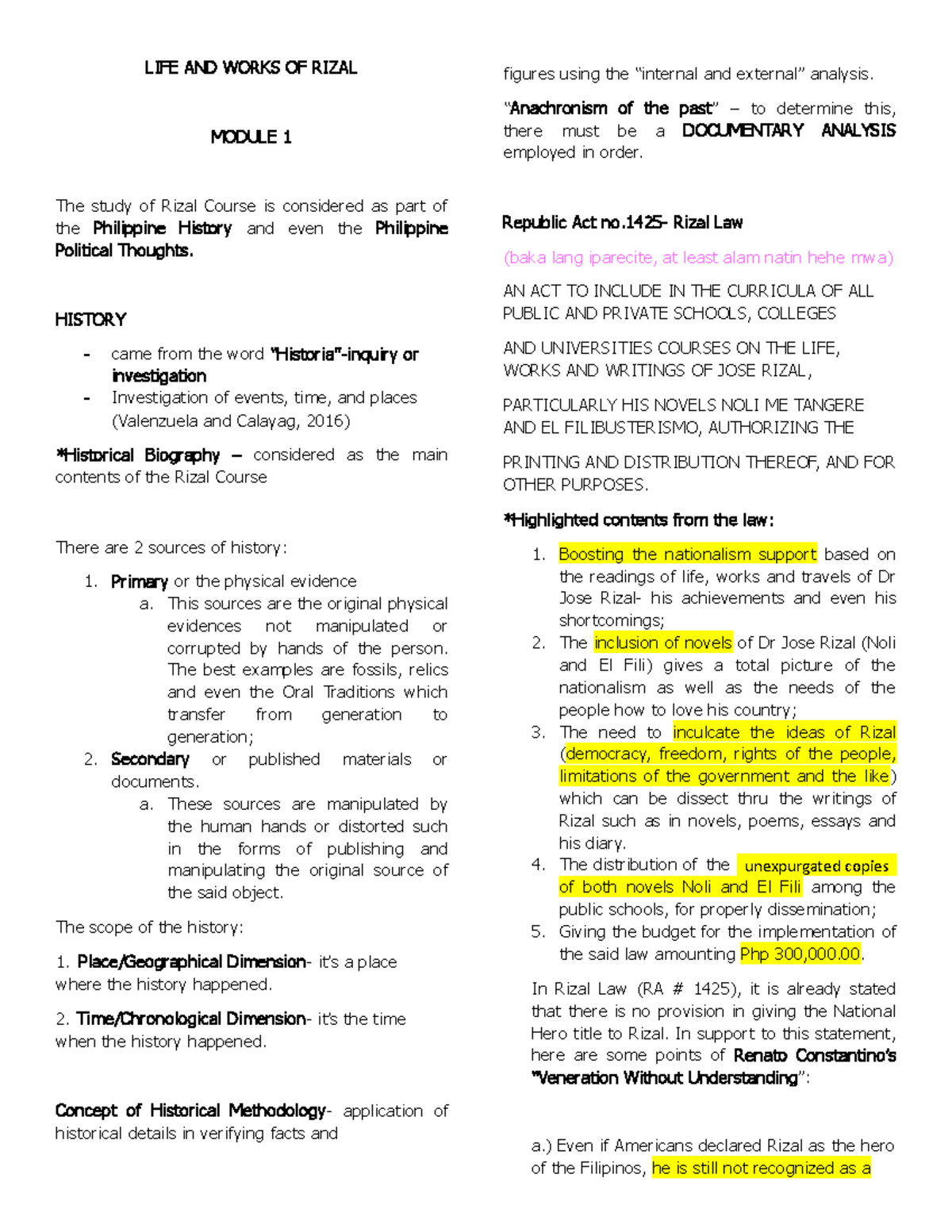 LIFE AND Works OF Rizal Recit Reviewer converted unexpurgated copies