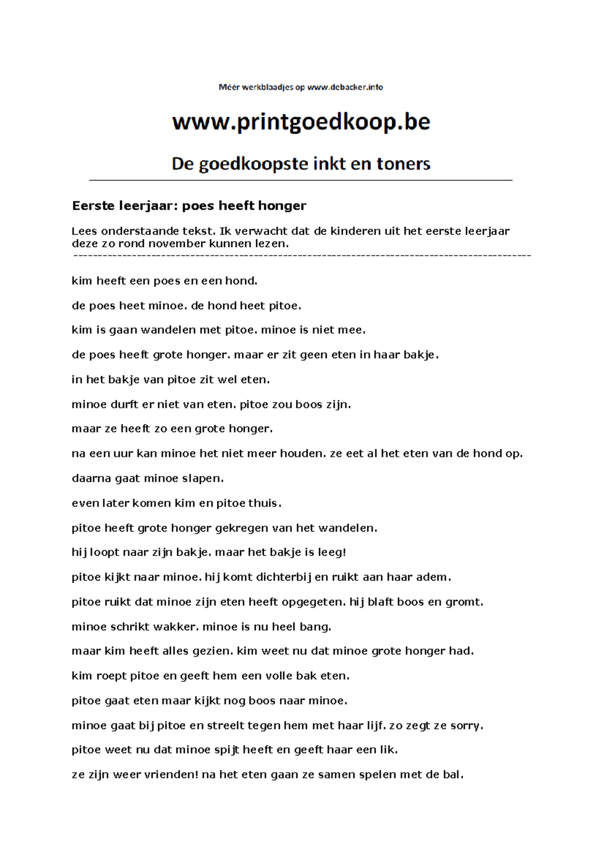 Lezen Eerste Leerjaar Minoe En Pitoe - Eerste Leerjaar: Poes Heeft ...