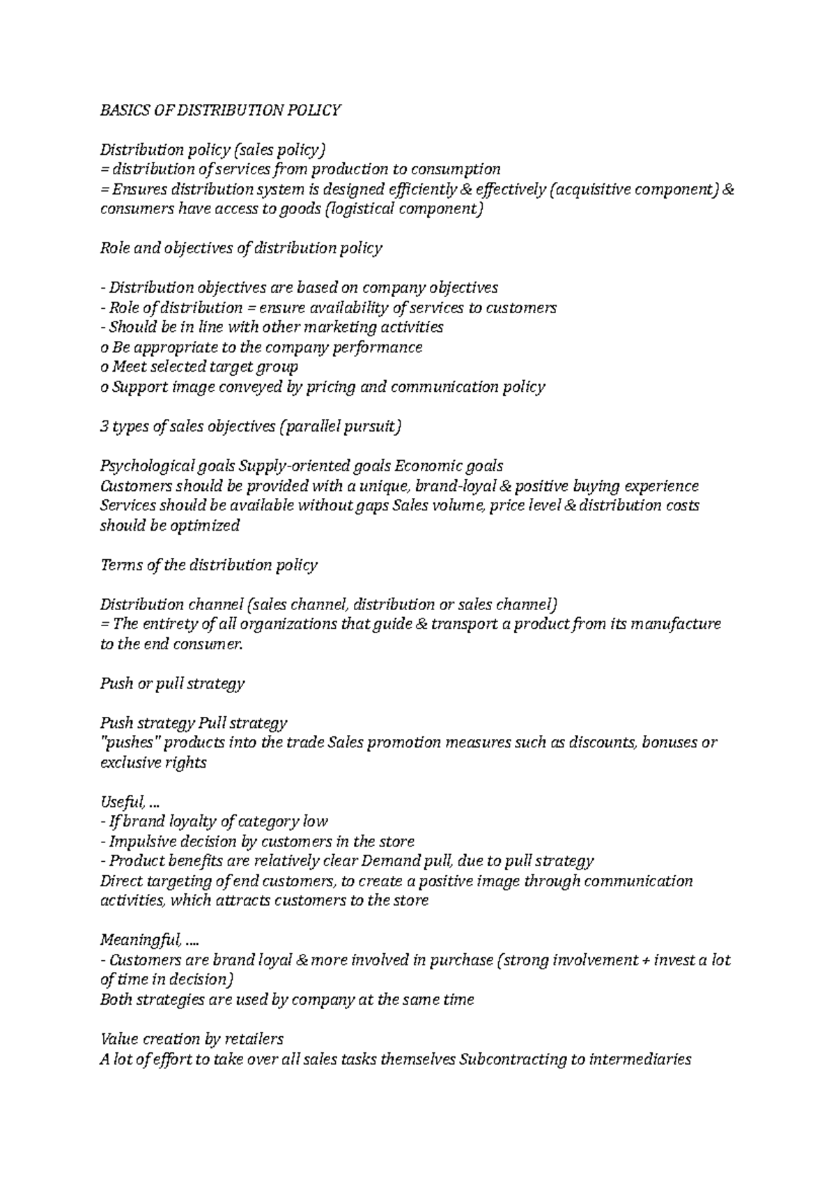 Basics OF Distribution Policy BASICS OF DISTRIBUTION POLICY