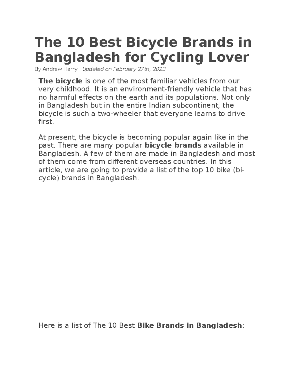 The 10 Best Bicycle Brands in Bangladesh for Cycling Lover It is an