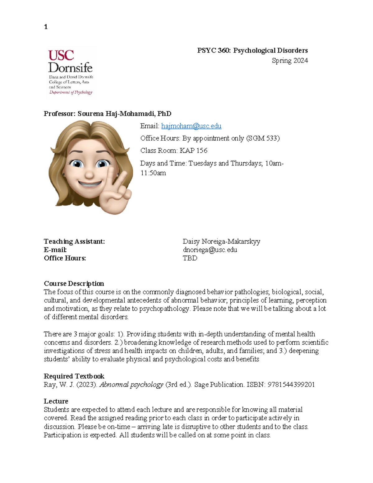 PSYC360 Psychological Disorders syllabus(1) - PSYC 360: Psychological ...