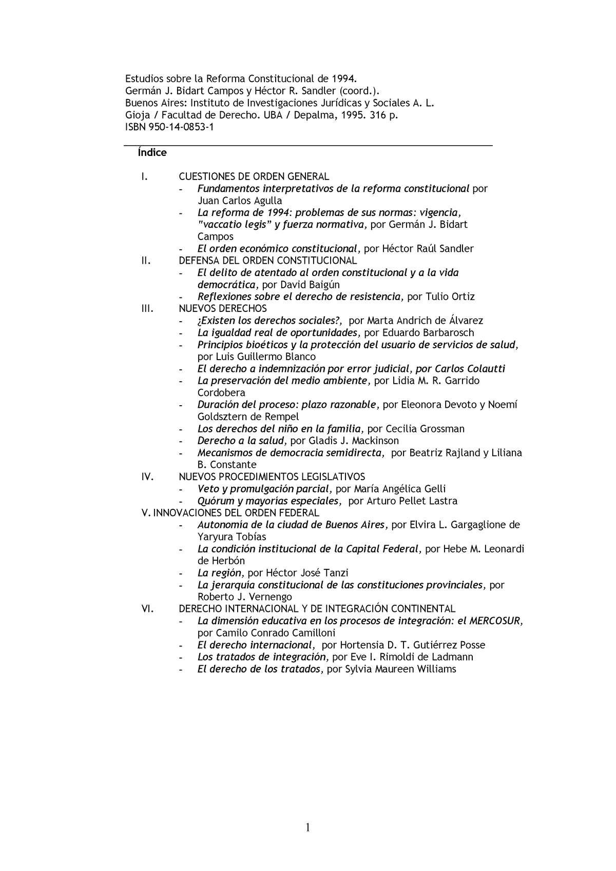 Estudios Sobre La Reforma Constitucional De 1994 - - Studocu