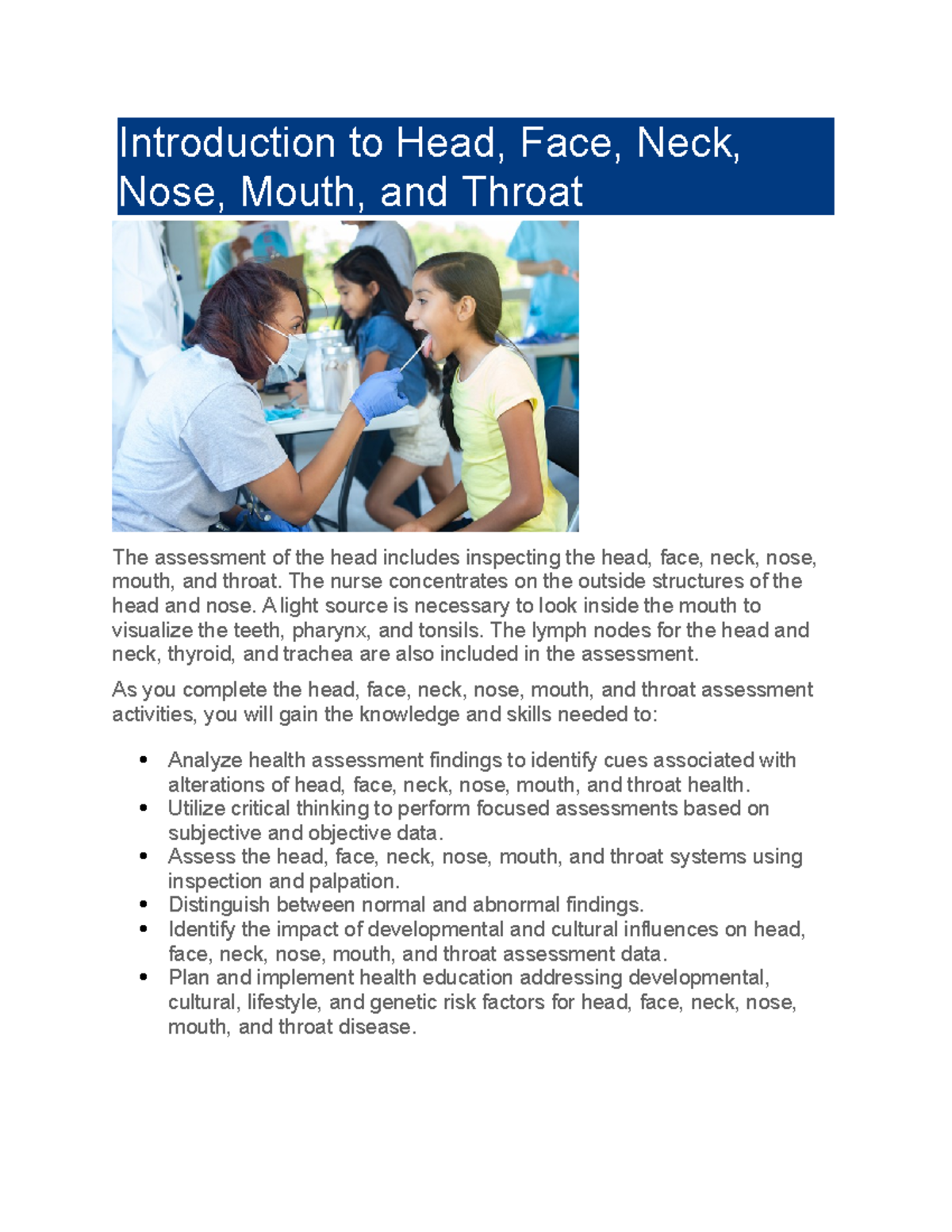 NR 302 Edapt Unit 8- Head, Face, Neck, Nose, Mouth, & Throat ...