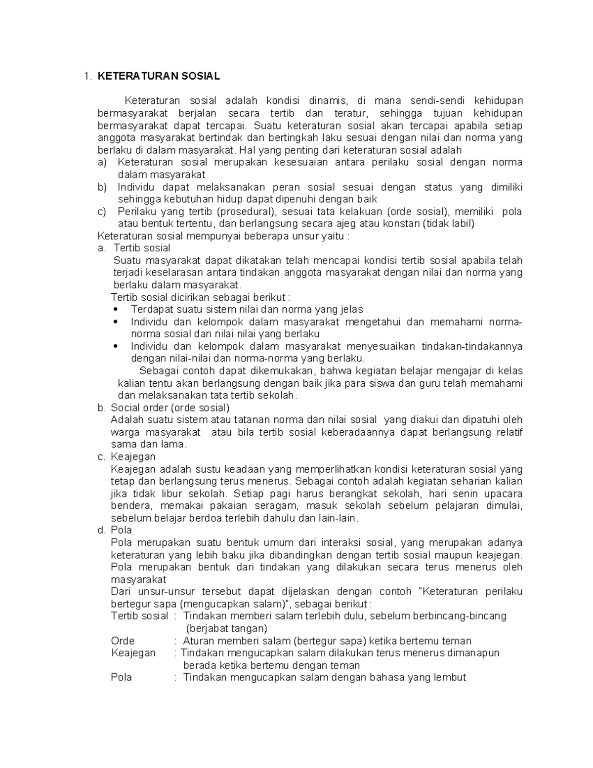 Keteraturan Sosial - Document - 1. KETERATURAN SOSIAL Keteraturan ...