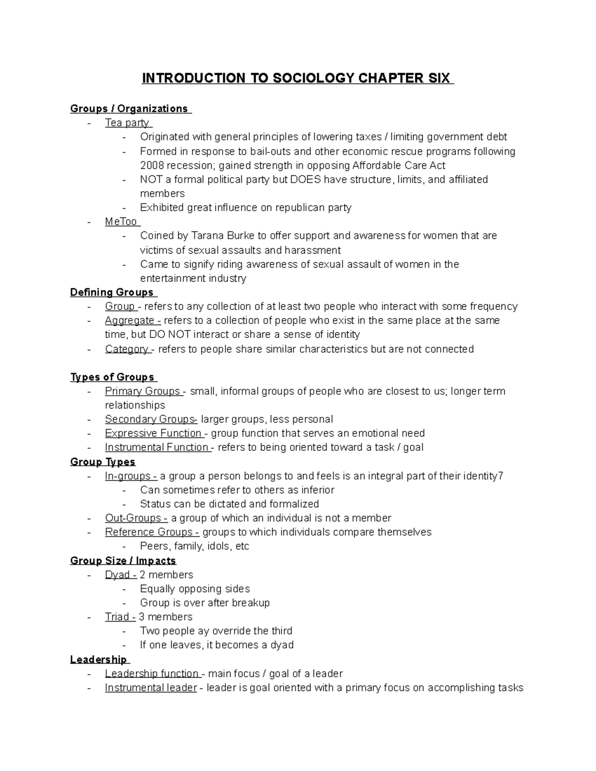 Soci ch. 6 - introduction to sociology chapter 6 - INTRODUCTION TO ...