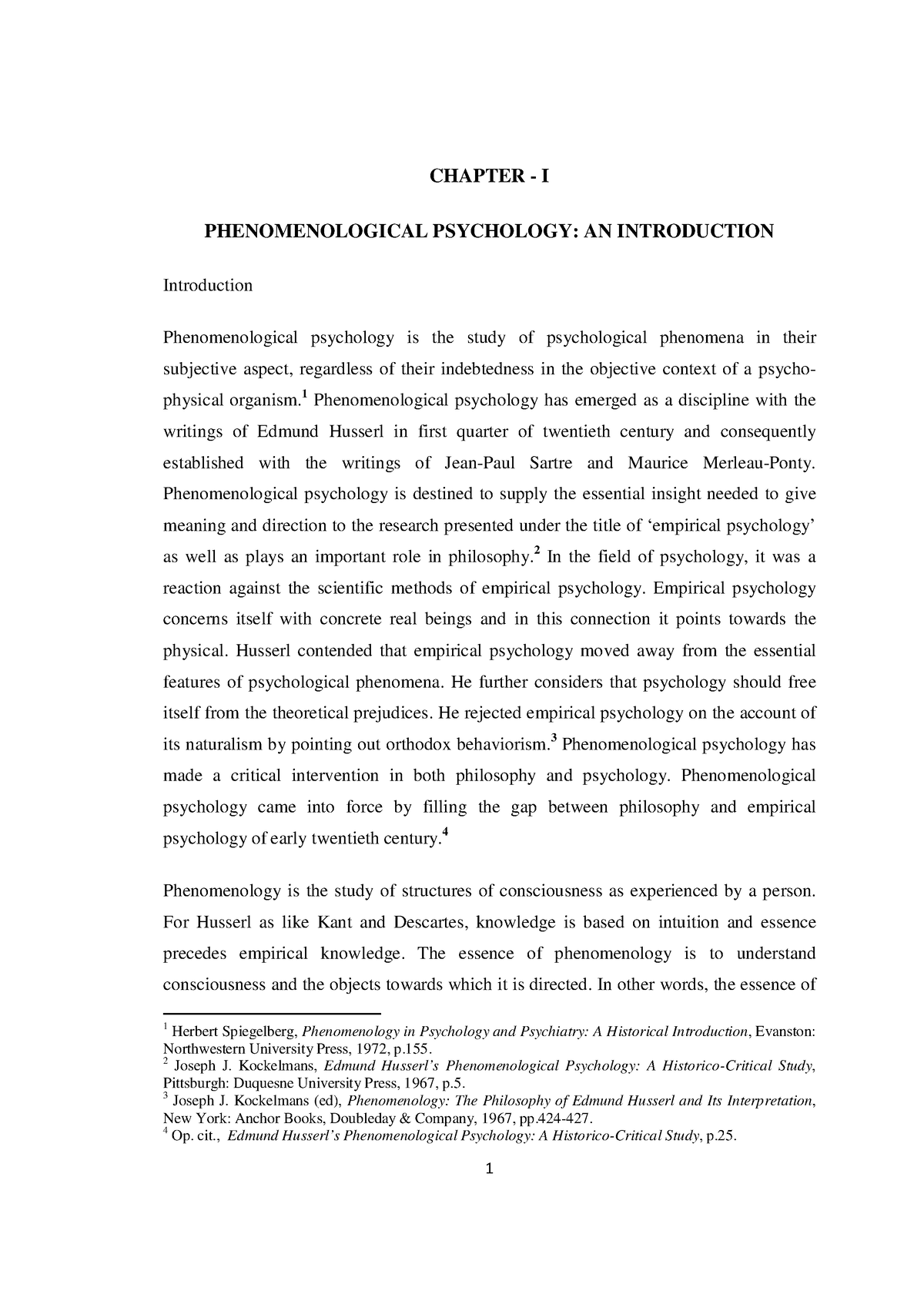 Phenomenological Psychology - CHAPTER - I PHENOMENOLOGICAL PSYCHOLOGY ...