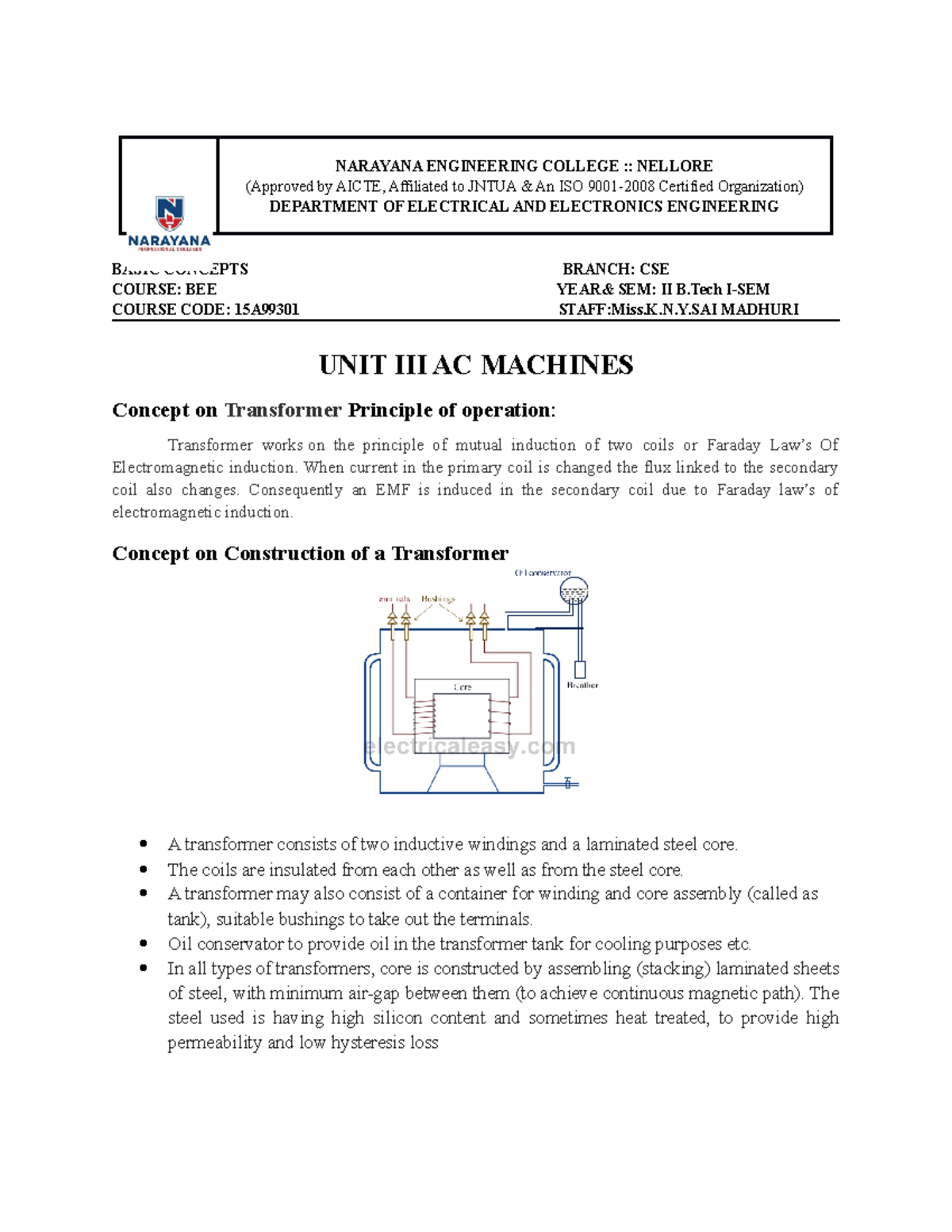CDF UNIT 3 BEE - notes - NARAYANA ENGINEERING COLLEGE :: NELLORE ...
