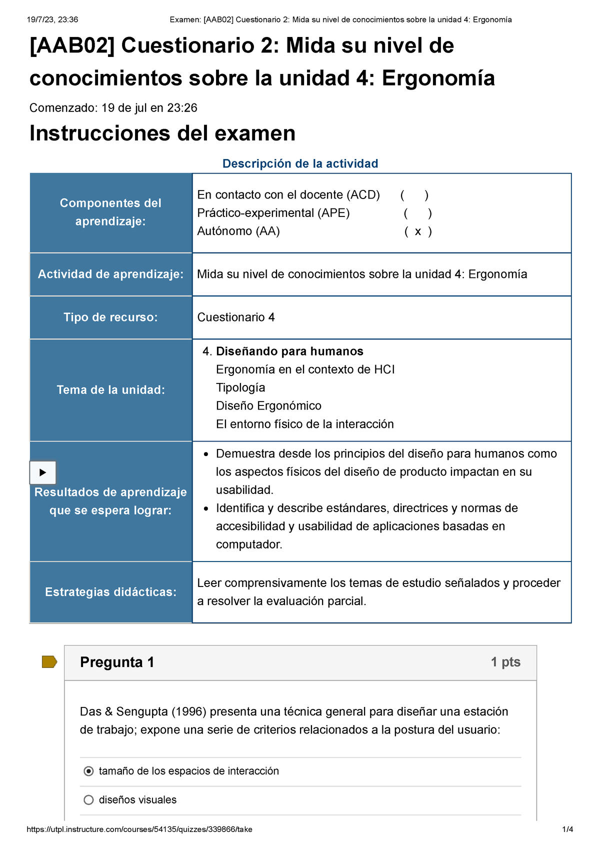 Examen [AAB02] Cuestionario 2 Mida Su Nivel De Conocimientos Sobre La ...