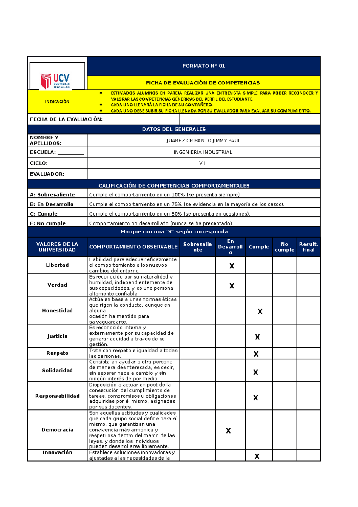 Ficha DE Evaluacion - Actividad Semanal De Gestion De Proyectos ...