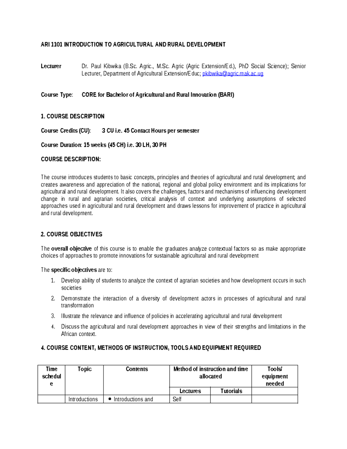ARI 1101 Introduction TO Agricultural AND Rural Development - ARI 1101 ...