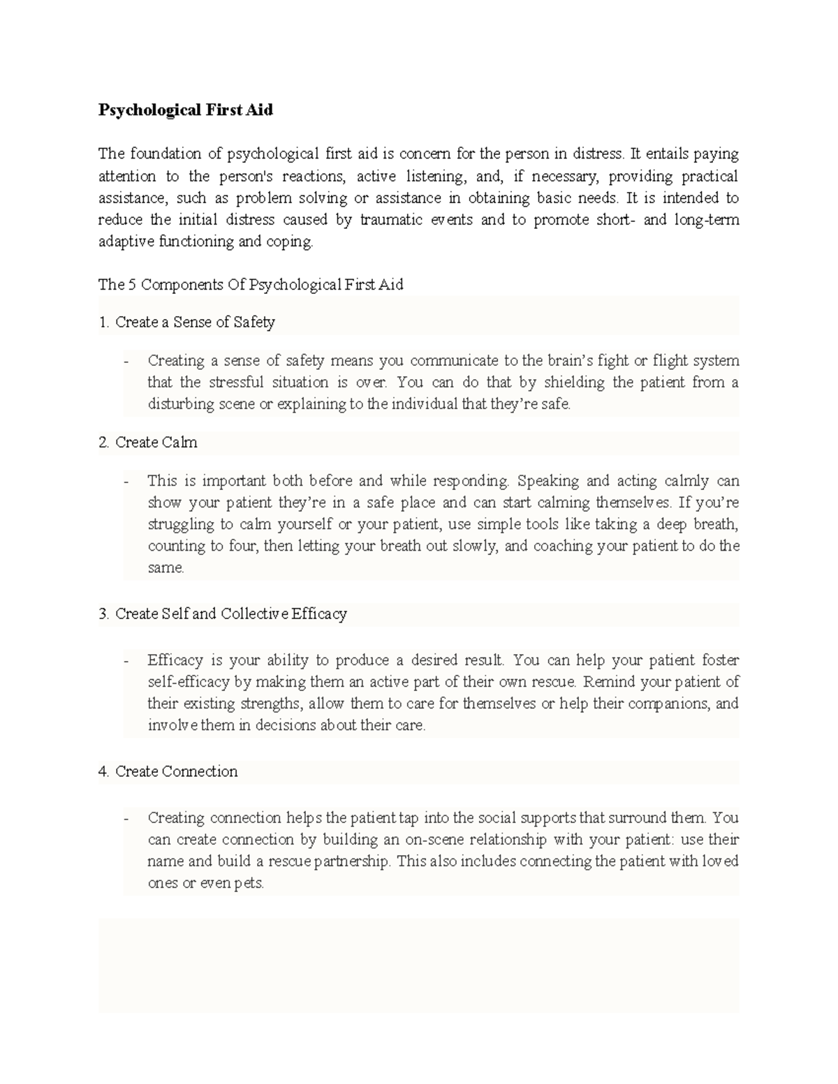 DMH - Activity about PFA - Psychological First Aid The foundation of ...