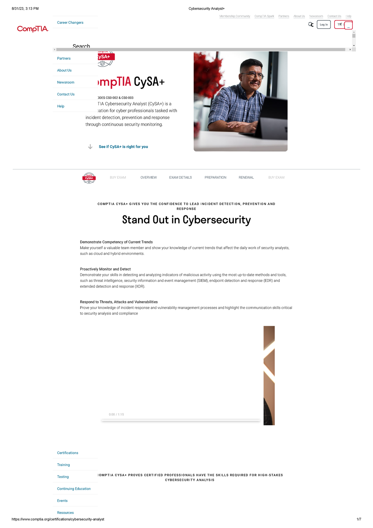 Cybersecurity Analyst+ - BUY EXAM OVERVIEW EXAM DETAILS PREPARATION ...