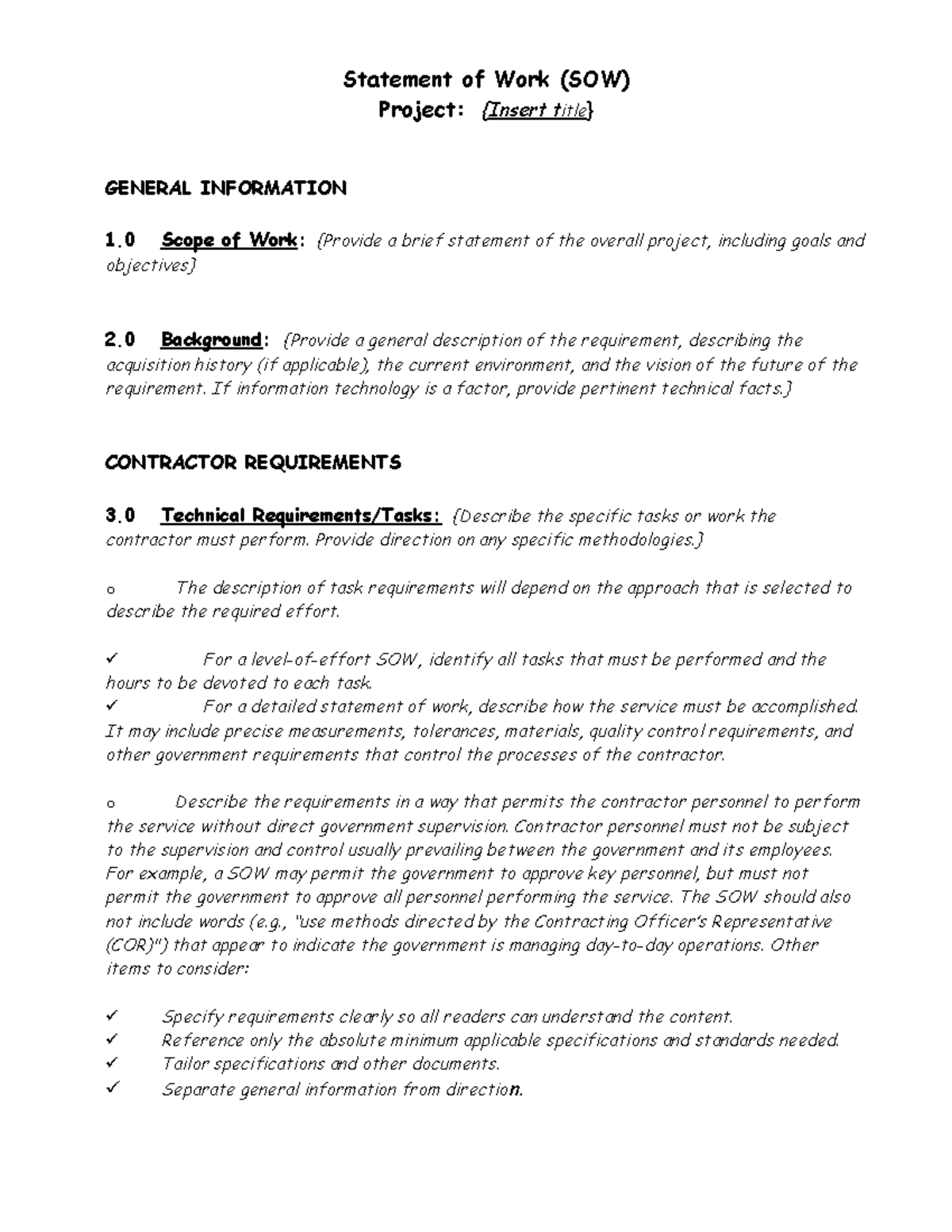 Statement of work template 04 - Statement of Work (SOW) Project ...
