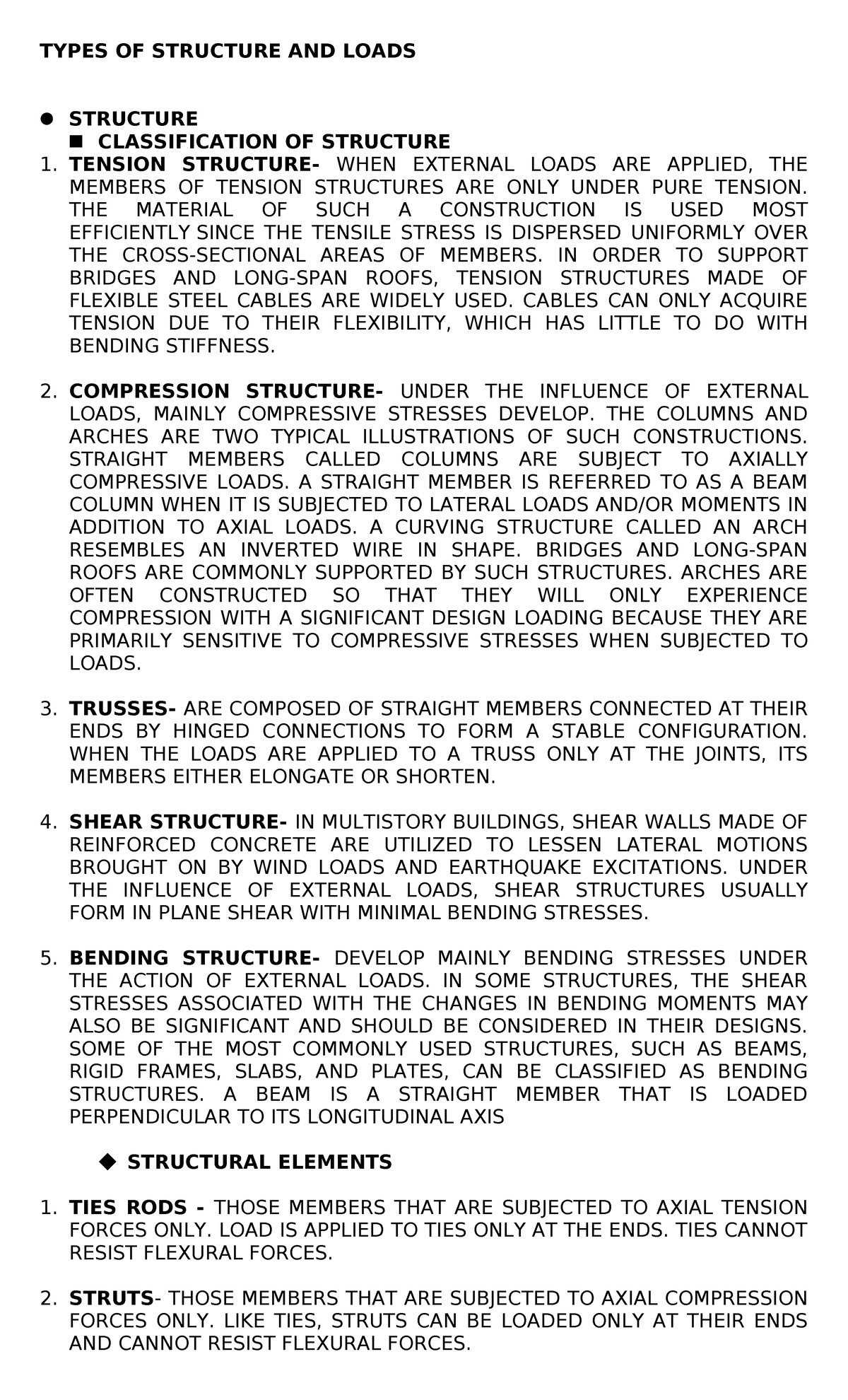 Types OF Structure AND Loads - TYPES OF STRUCTURE AND LOADS STRUCTURE ...