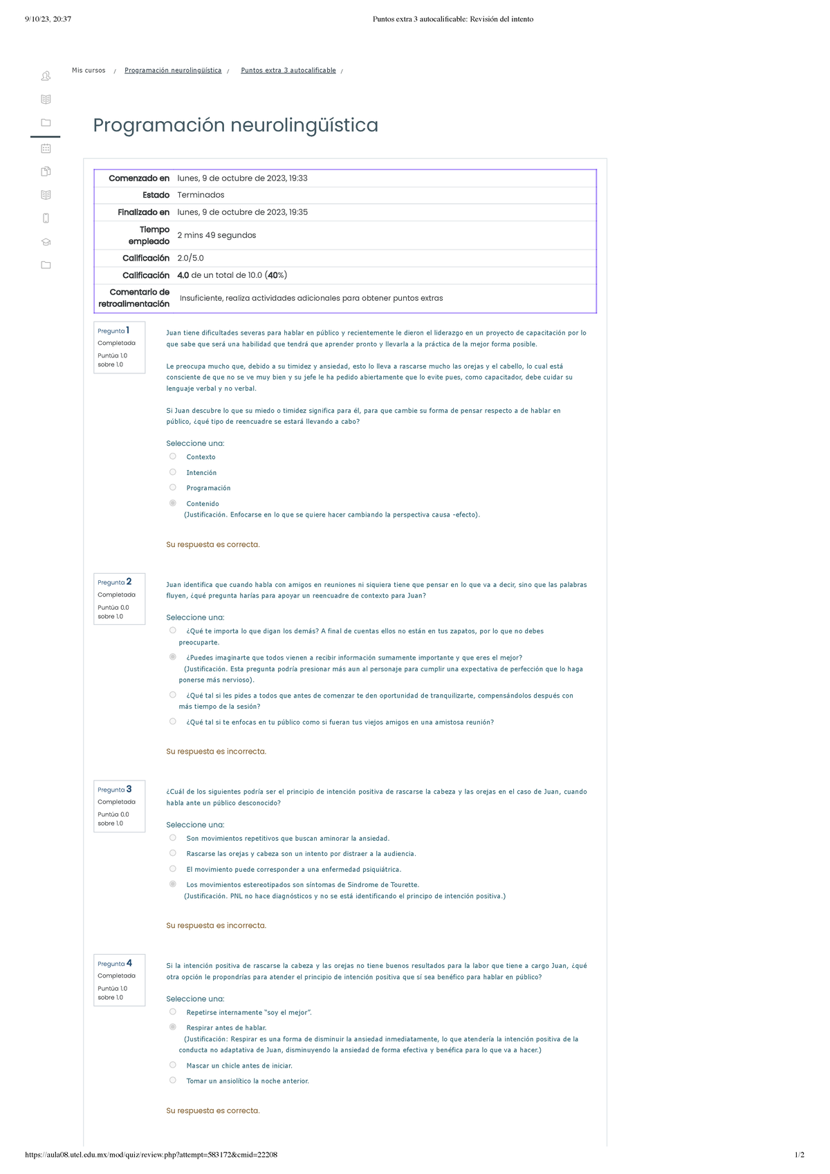 Puntos Extra 3 Autocalificable Revisión Del Intento - 9/10/23, 20:37 ...