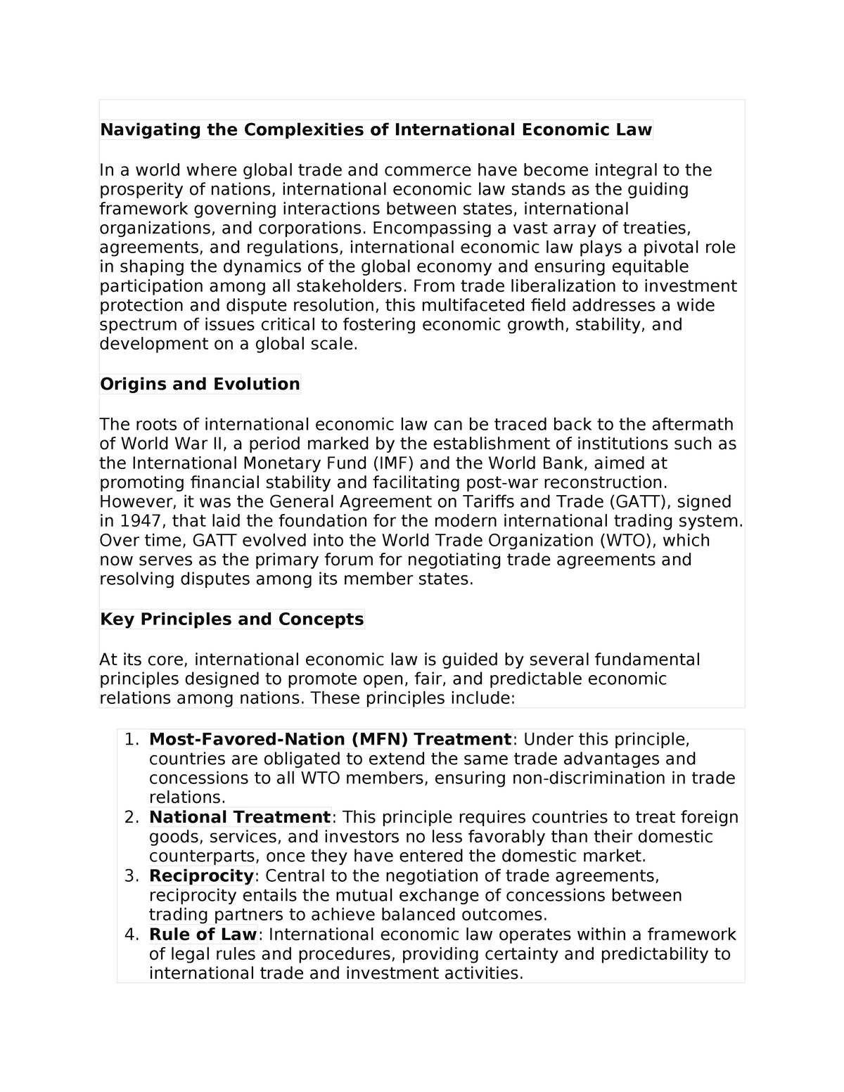 Navigating the Complexities of International Economic Law ...