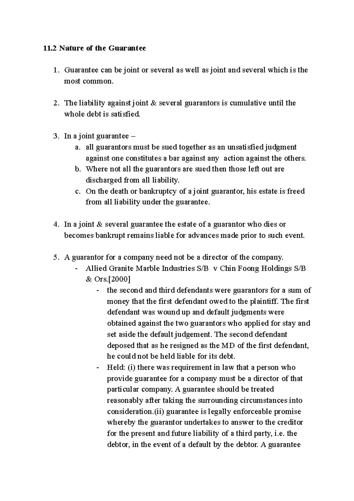 Notes nature of guarantee law of banking 11 Nature of the Guarantee