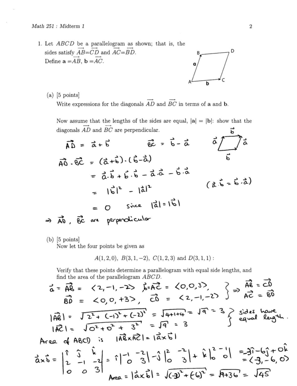 251 Sample MT1-2 Sol - Pratice Midterm 1 - MATH 251 - Studocu