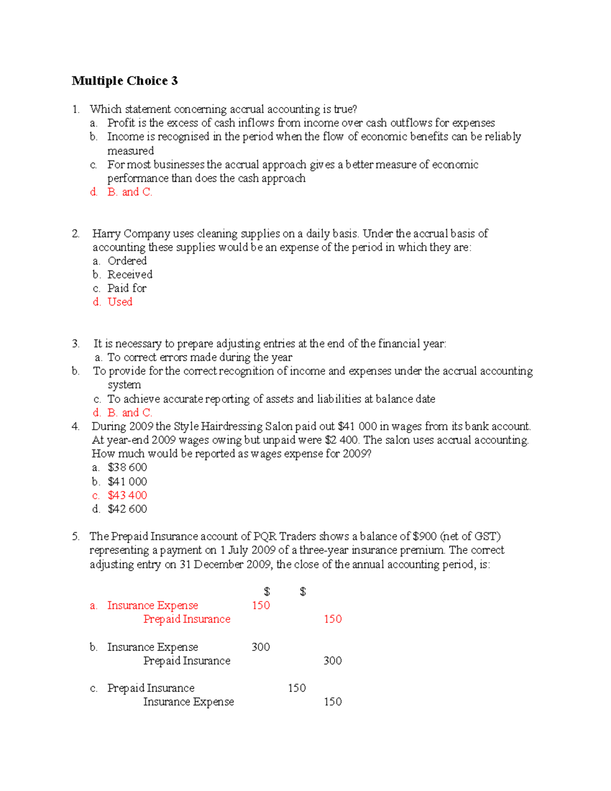 Multiple Choice 3 - Profit is the excess of cash inflows from income ...