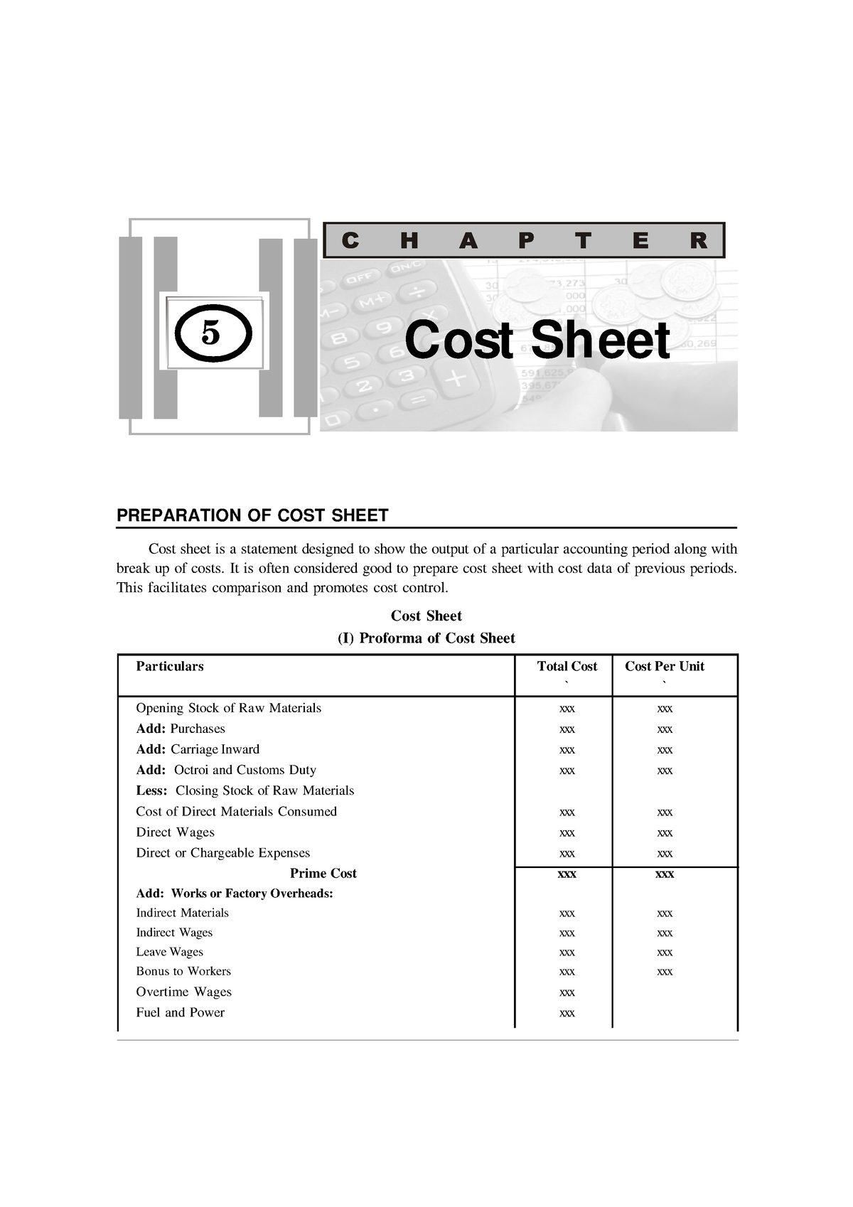 Cost Sheet - Cost Accounting T. Y. B. Com. Sem V 1644476726 ...