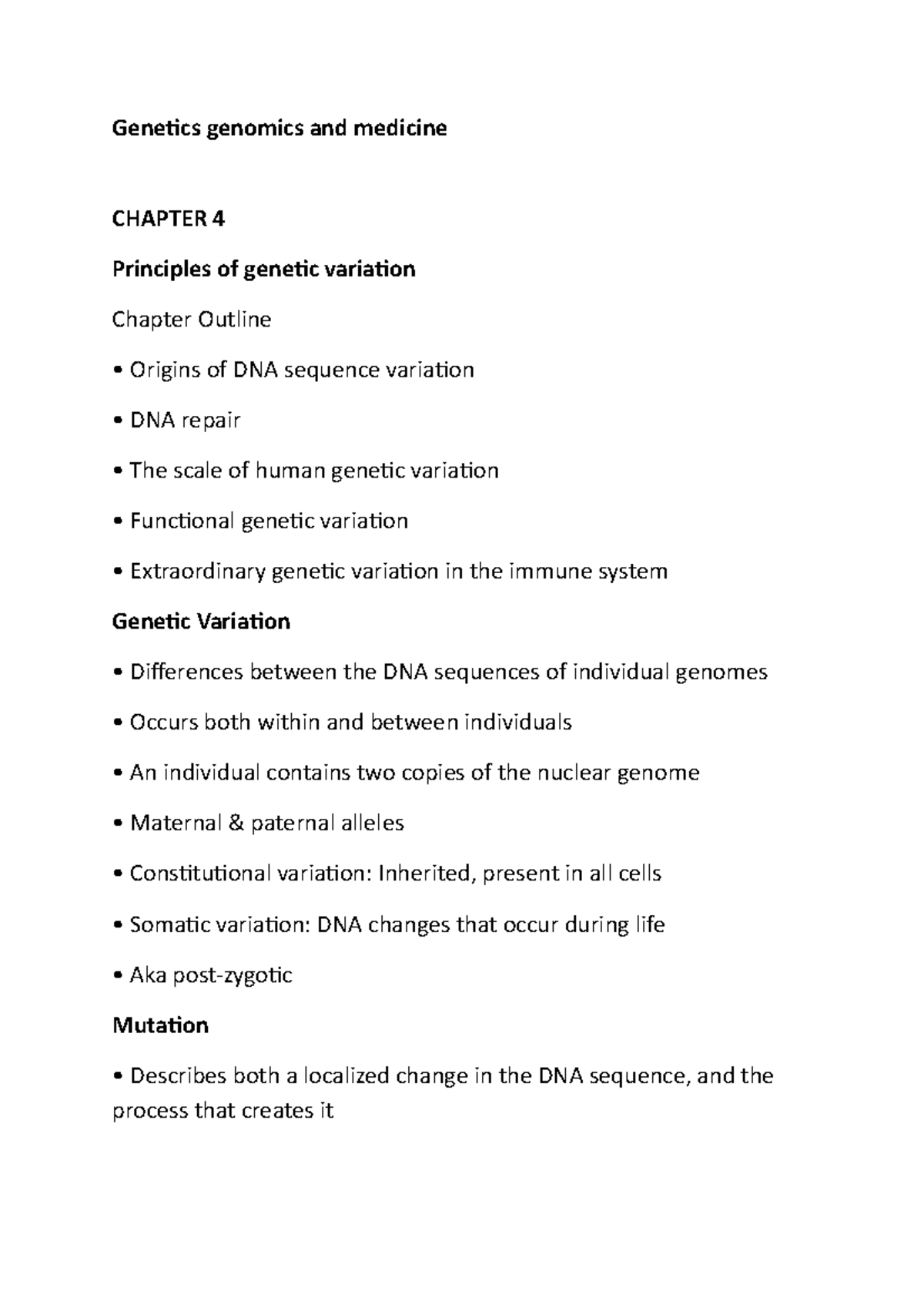 Chapter 4 Genetics genomics and medicine - Genetics genomics and ...
