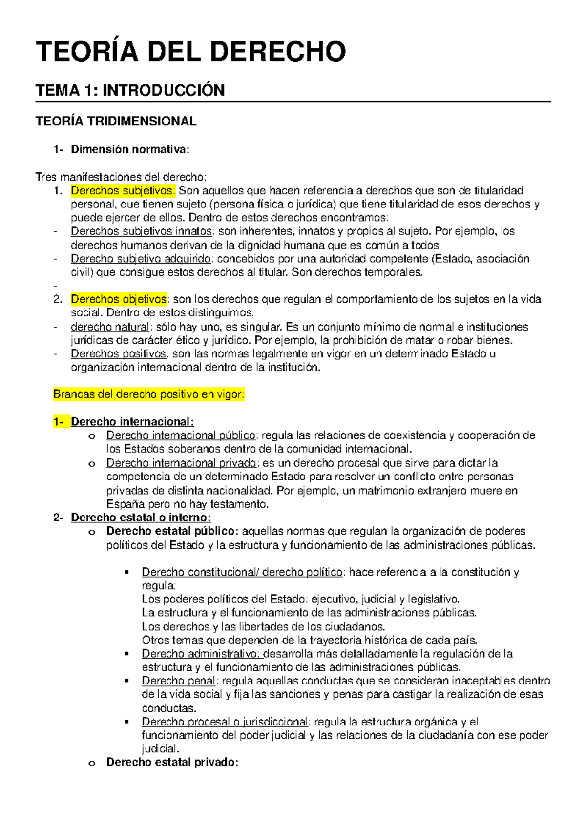 Teoría DEL Derecho Tema 1 - TEORÍ A DEL DERECHO TEMA 1: INTRODUCCIÓN ...