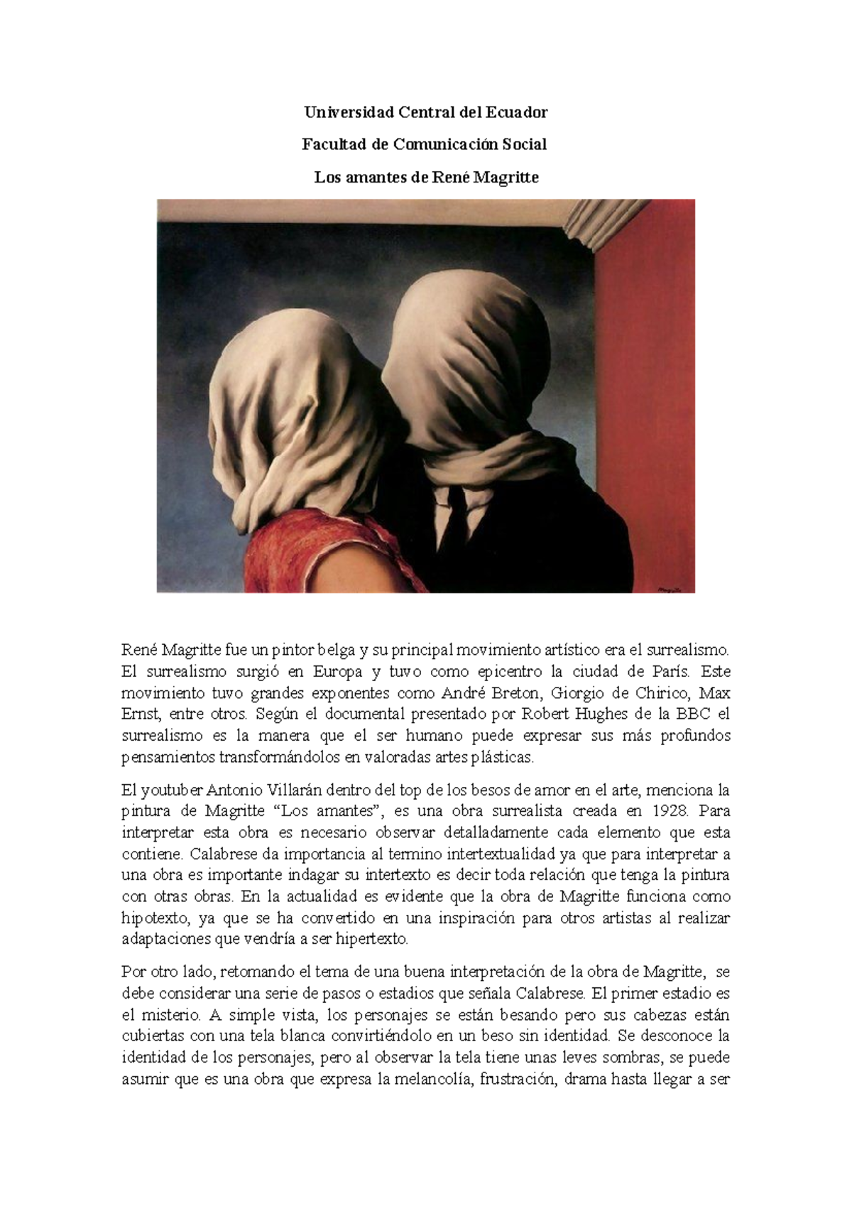 Analisis Del Beso - Análisis De La Obra El Beso De Magritte ...