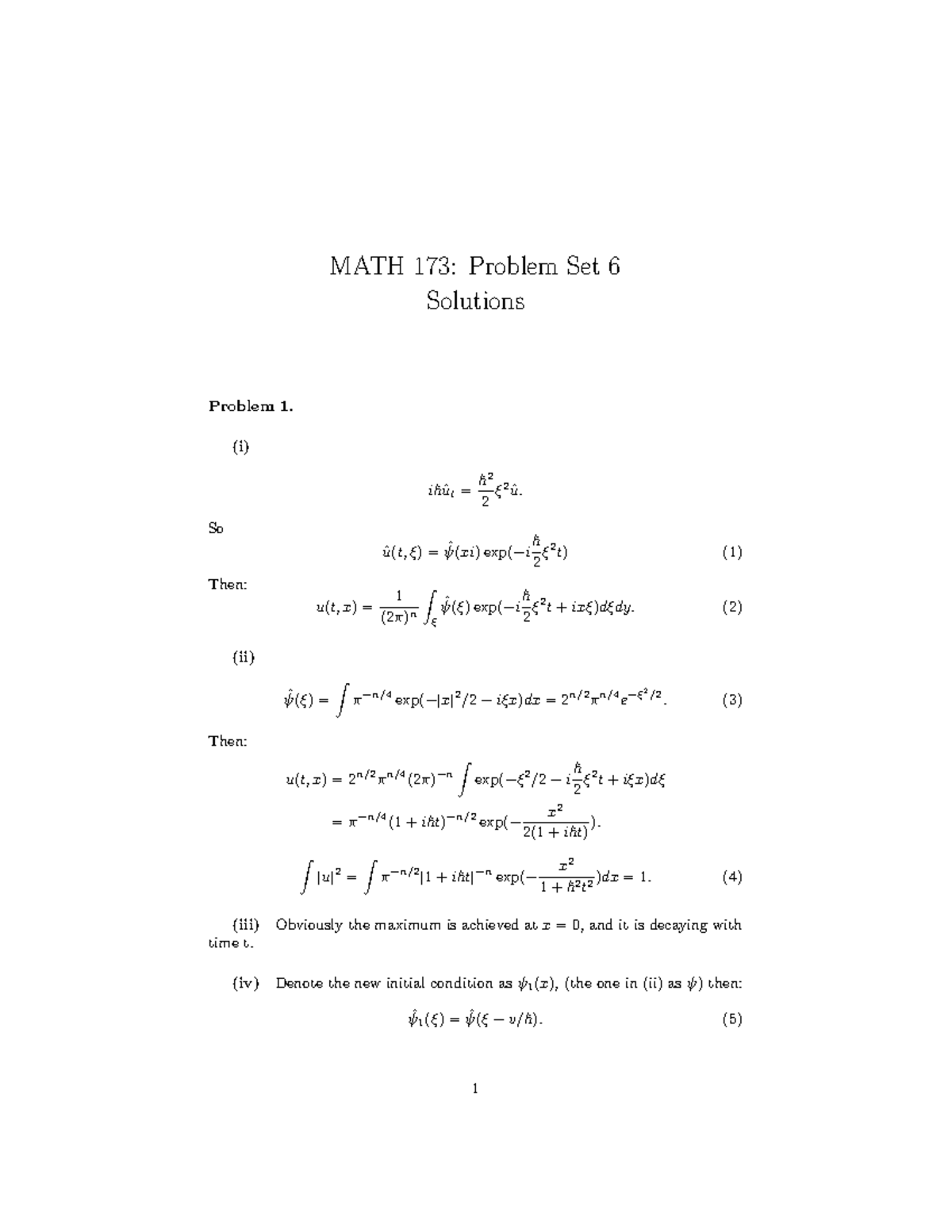 Seminar Assignments - Problem Set 6 Solutions - MATH 173: Problem Set 6 ...