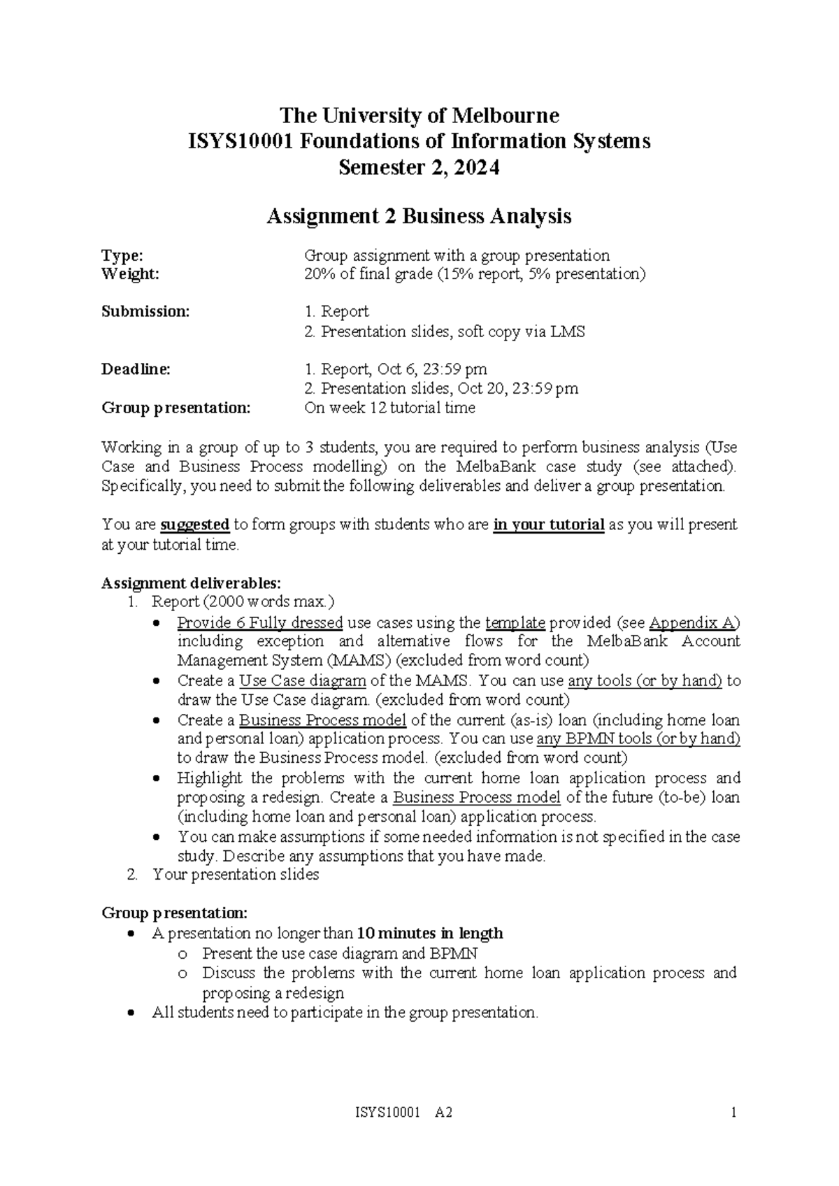 ISYS10001 S2 2024 A2-1 - this is for the assingment 2 of information ...