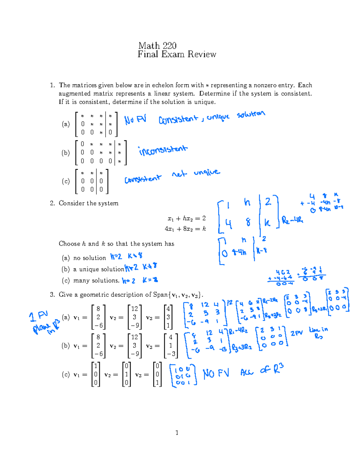 Final Practice Test Math 220 Fall 2022 Final Exam Review The matrices