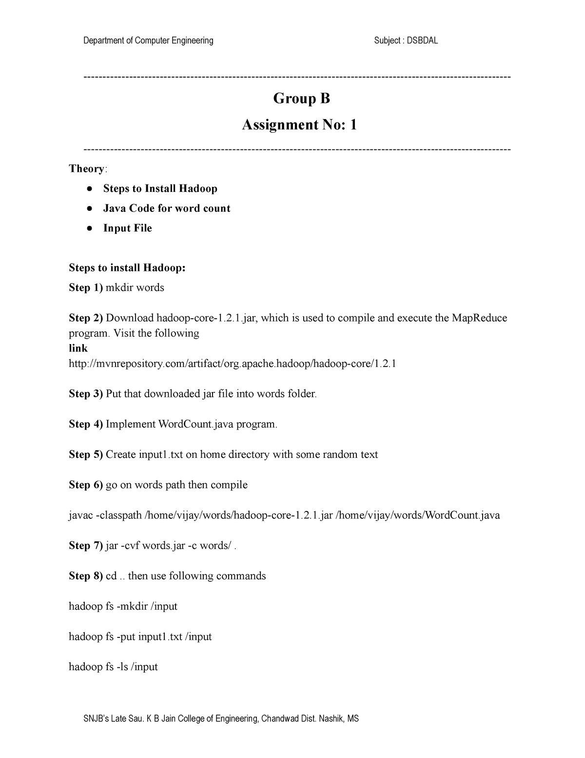 Part-B Assignment No. 1 - Group B Assignment No: 1 - Theory: Steps To ...