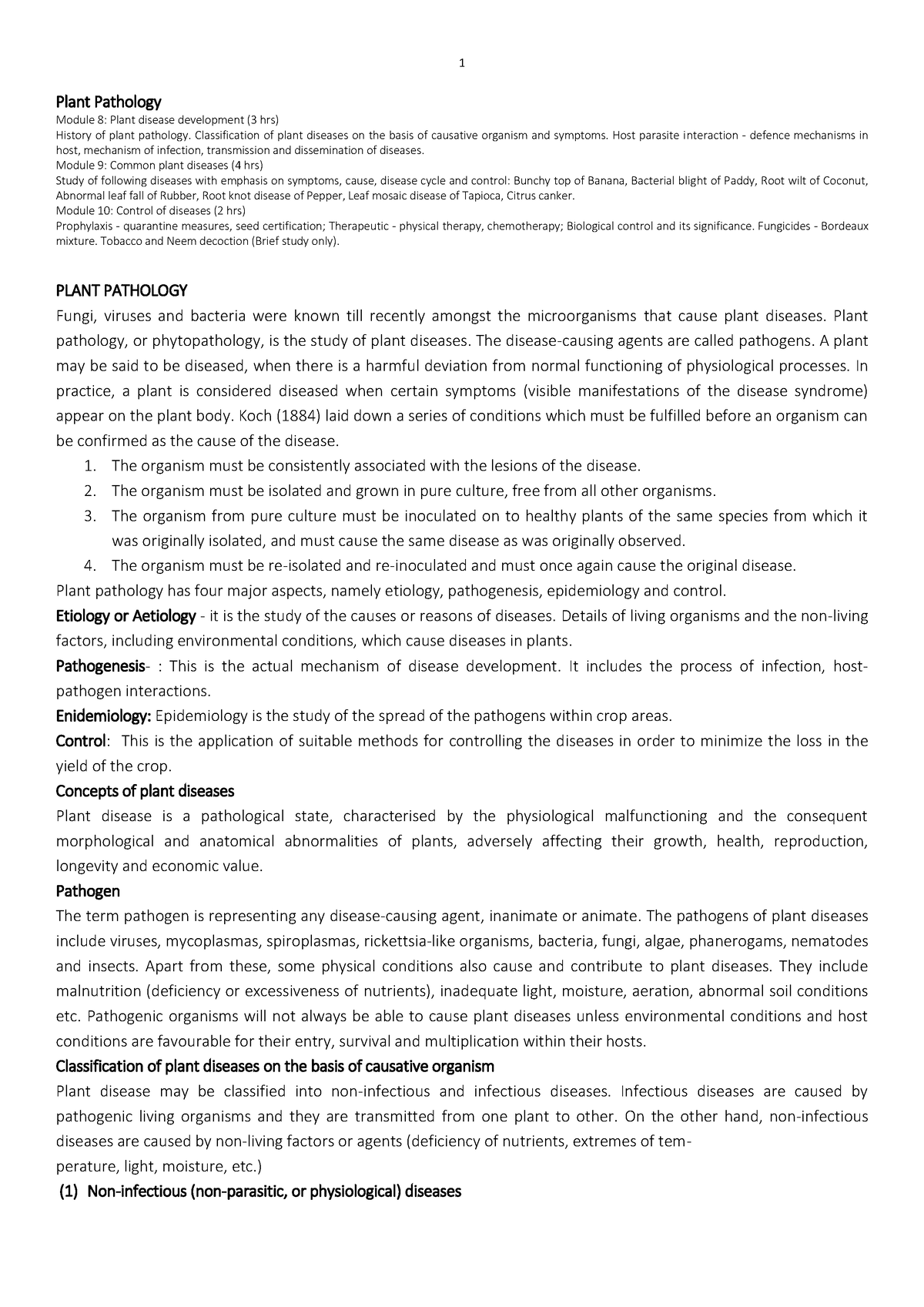 Module 8,9,10 - pathology Stu All - Plant Pathology Module 8: Plant ...