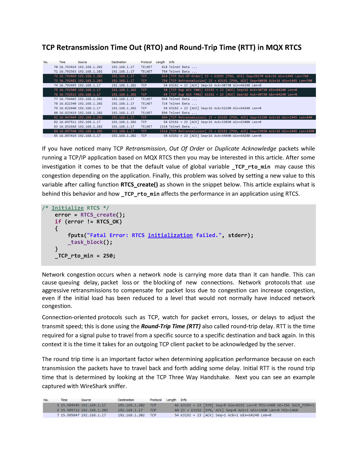 TCP Retransmission Time Out - After Some Investigation It Comes To Be ...