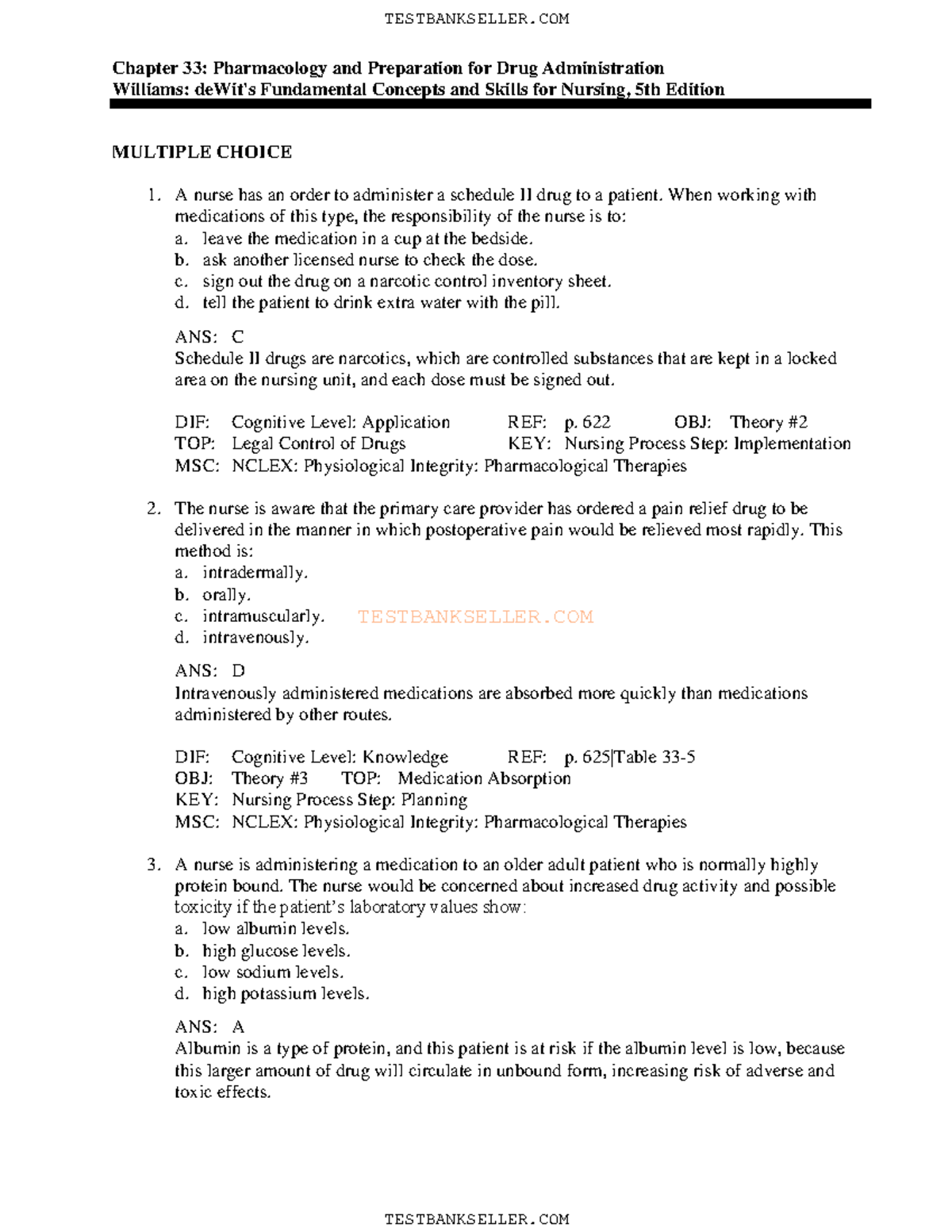 Chapter 33 Questions - TESTBANKSELLER Chapter 33: Pharmacology And ...