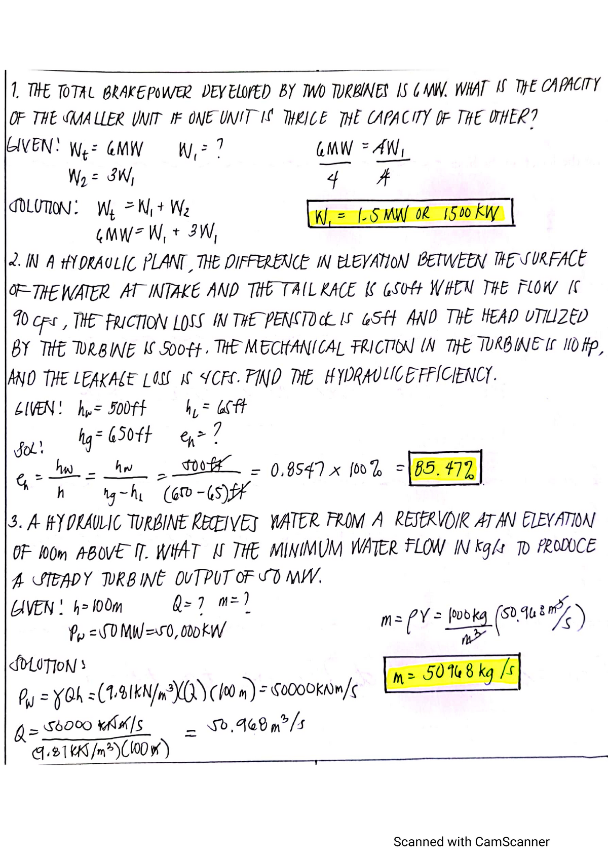 solved-problems-hydro-electric-powerplant-mechanical-engineering