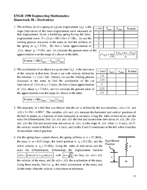 ENGR 1990 homework 4 + solution - 1/ ENGR 1990 Engineering Mathematics ...