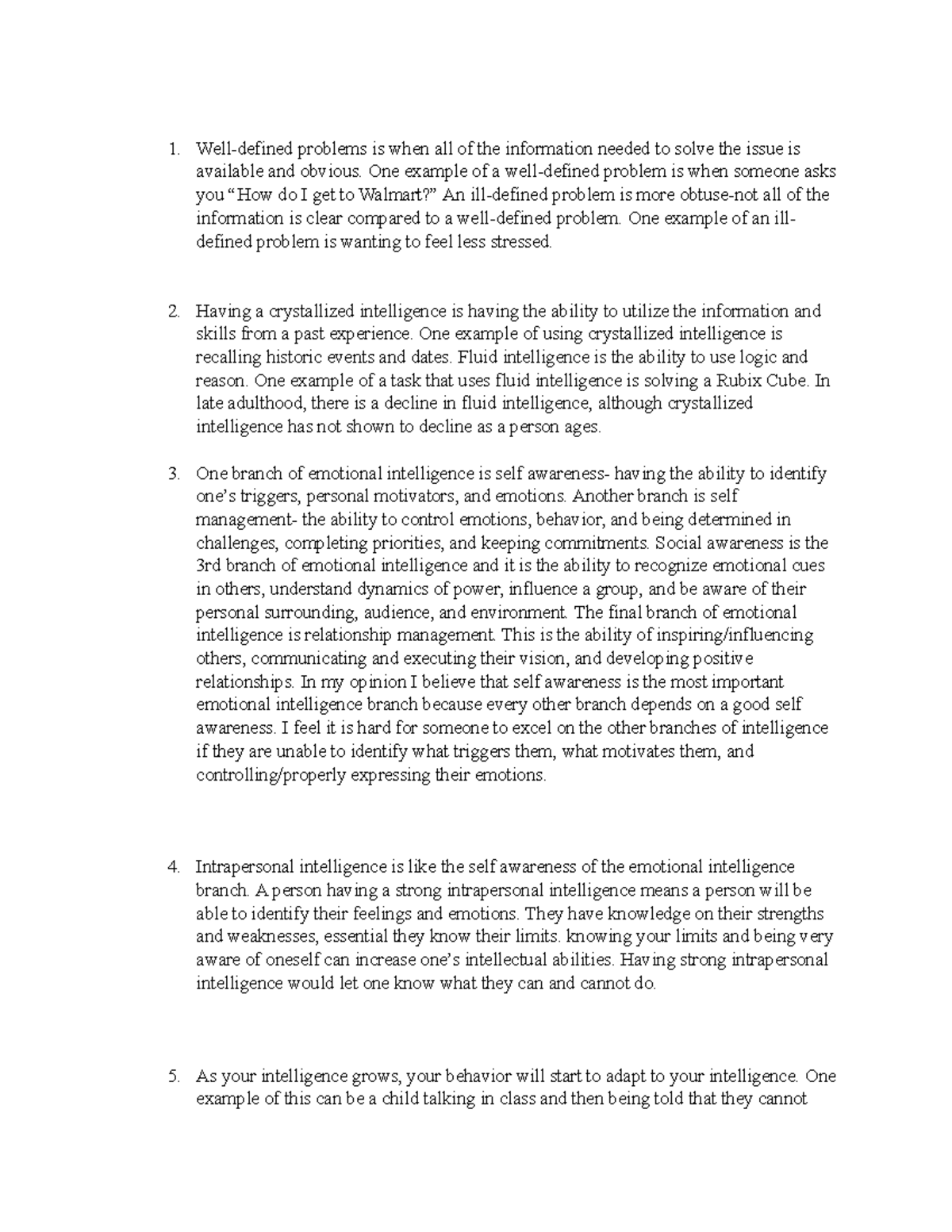 Chapter 7 Critcal Thinking Questions - Well-defined problems is when ...