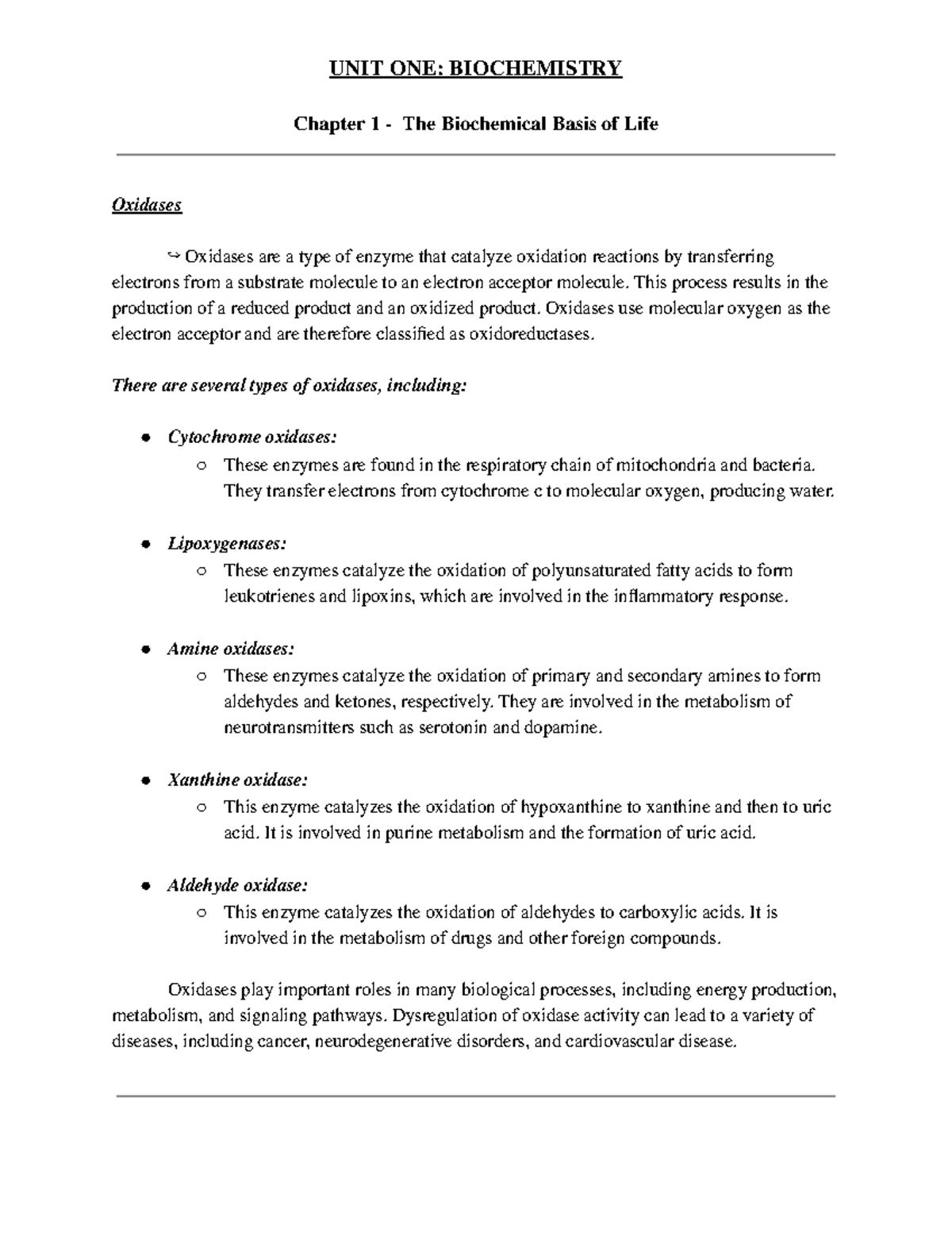 Biochemistry Chapter 1 Section 6 Pt 2 - UNIT ONE: BIOCHEMISTRY Chapter ...