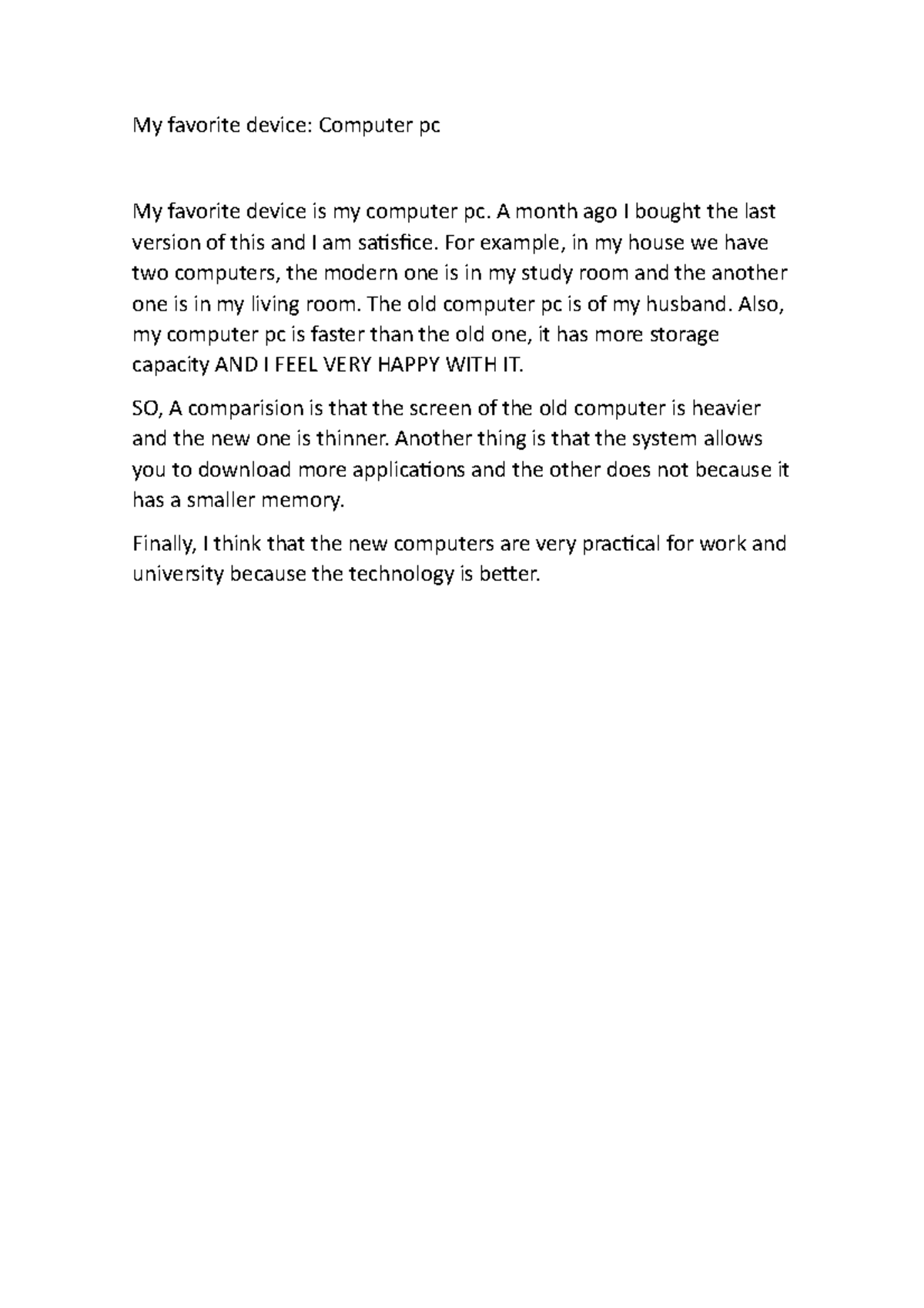 Old vs New device Ingles III My favorite device Computer pc My
