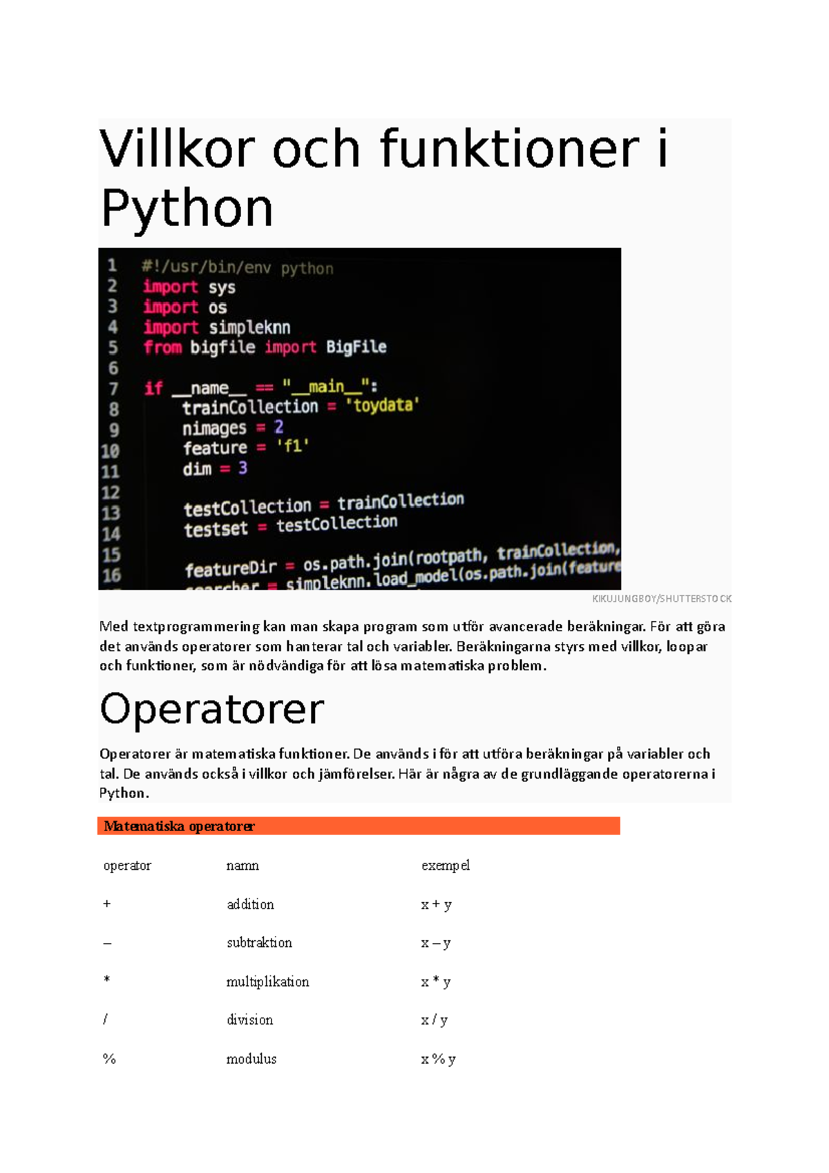 Villkor och funktioner i Python - Villkor och funktioner i Python ...