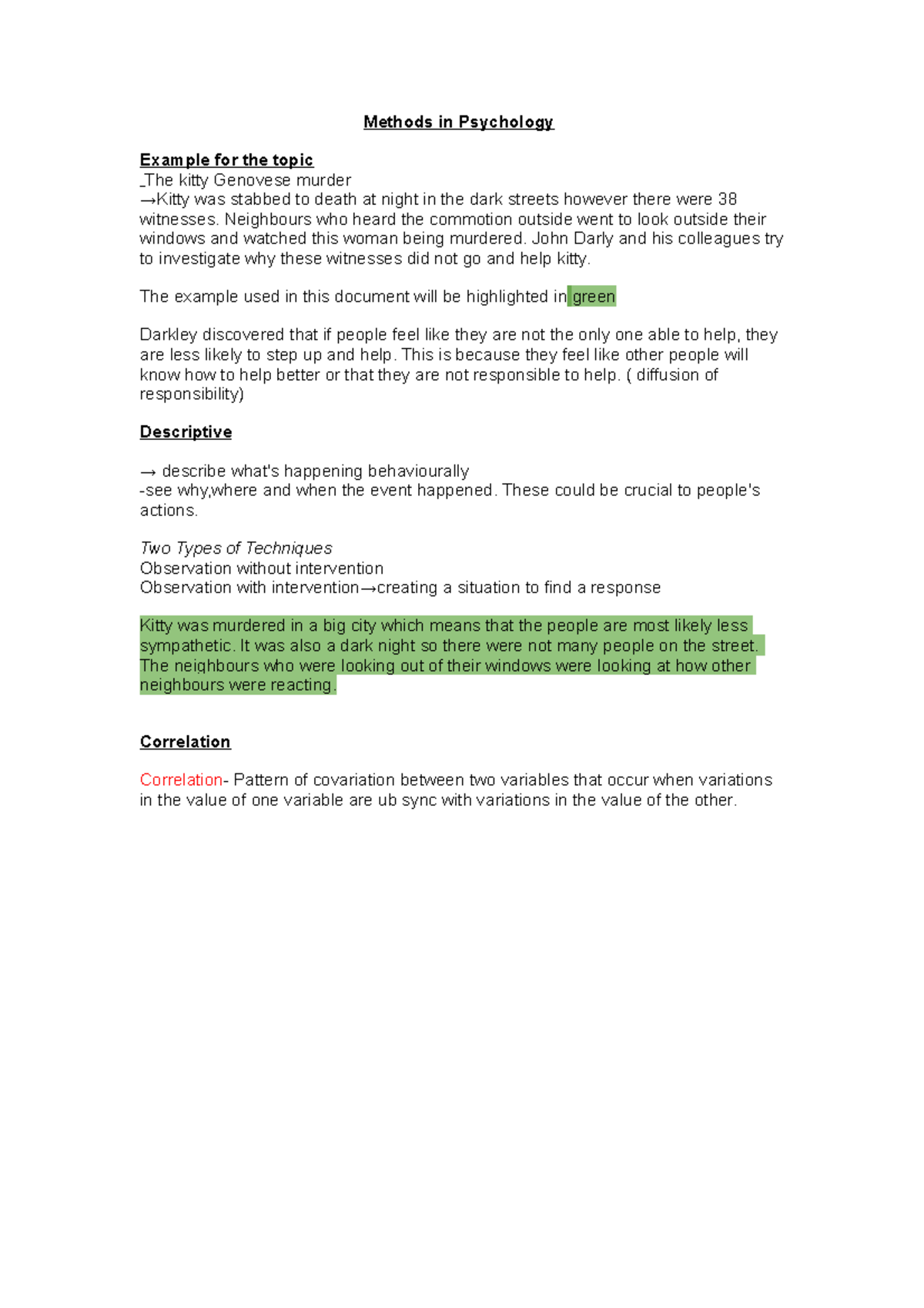 Methods in Psychology - Methods in Psychology Example for the topic The ...