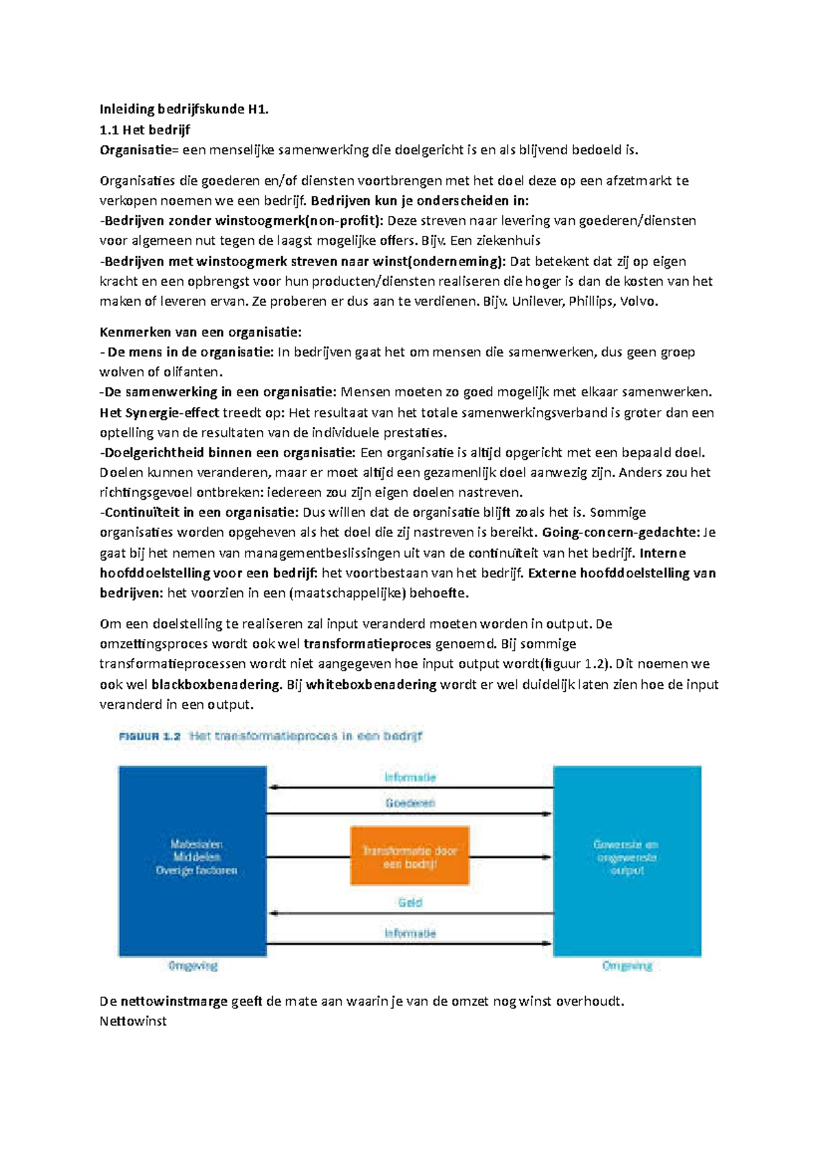 Samenvatting Inleiding Bedrijfskunde - Inleiding Bedrijfskunde H1. 1 ...