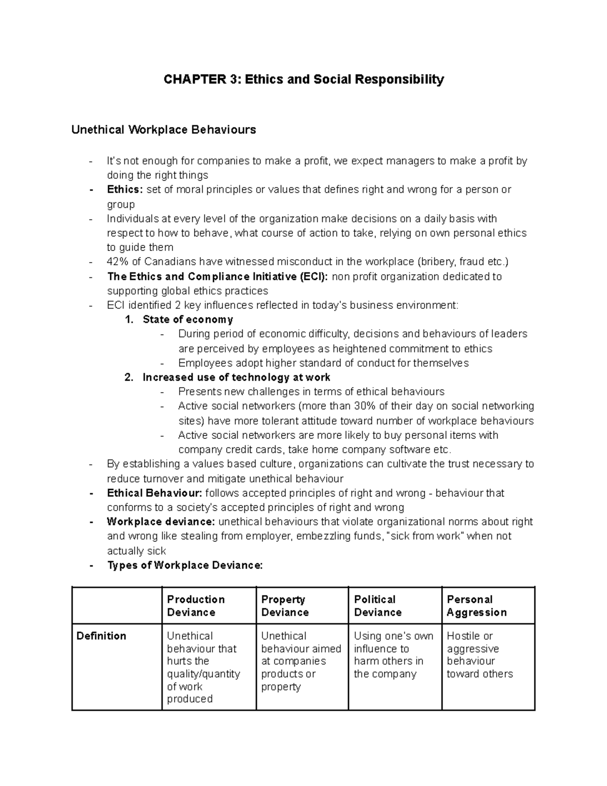 BUS 2005- Chapter 3 - CHAPTER 3: Ethics and Social Responsibility ...