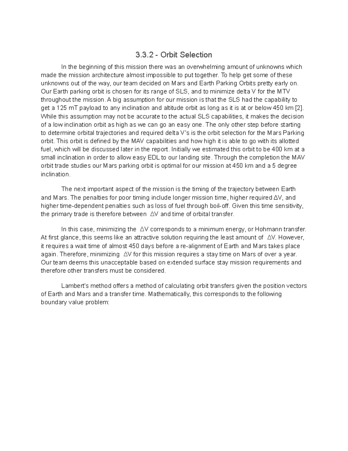 Part 11 - Final report part 11 - 3.3 - Orbit Selection In the beginning ...