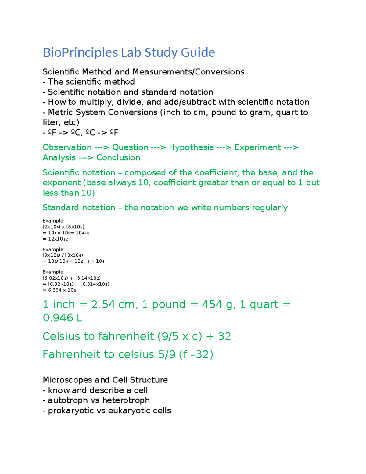 Bio Principles Lab Study Guide - BioPrinciples Lab Study Guide ...
