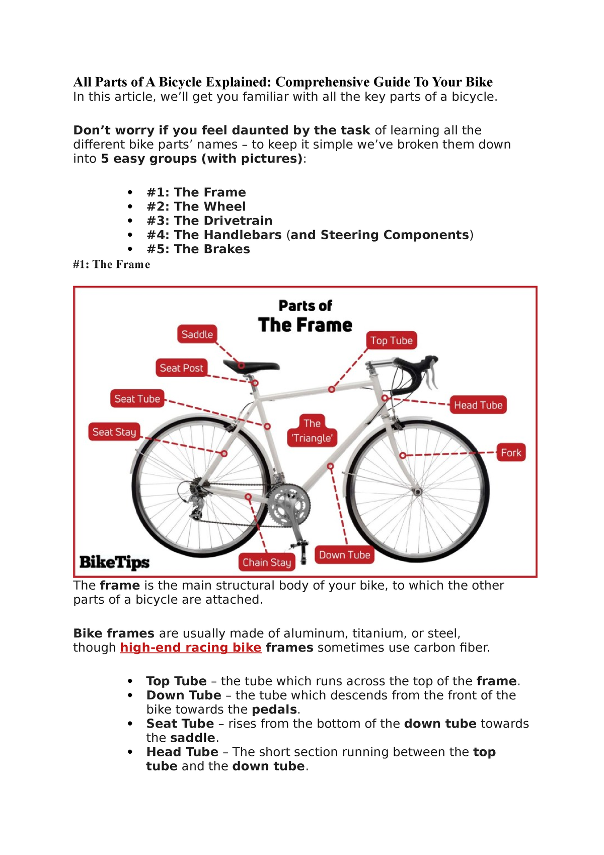 All Parts of A Bicycle Explained - Donât worry if you feel daunted by the task of learning all 