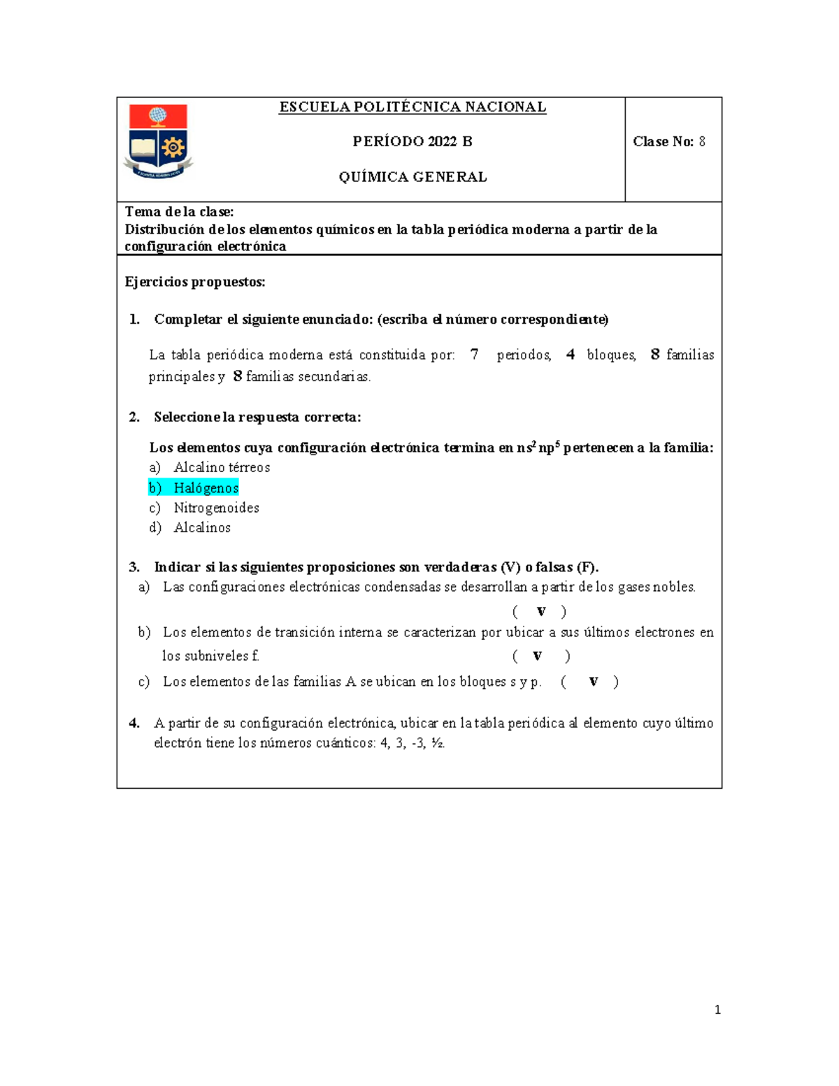 Tareas 2 Quimica - Tarea - ESCUELA POLITÉCNICA NACIONAL PERÍODO 2022 B ...