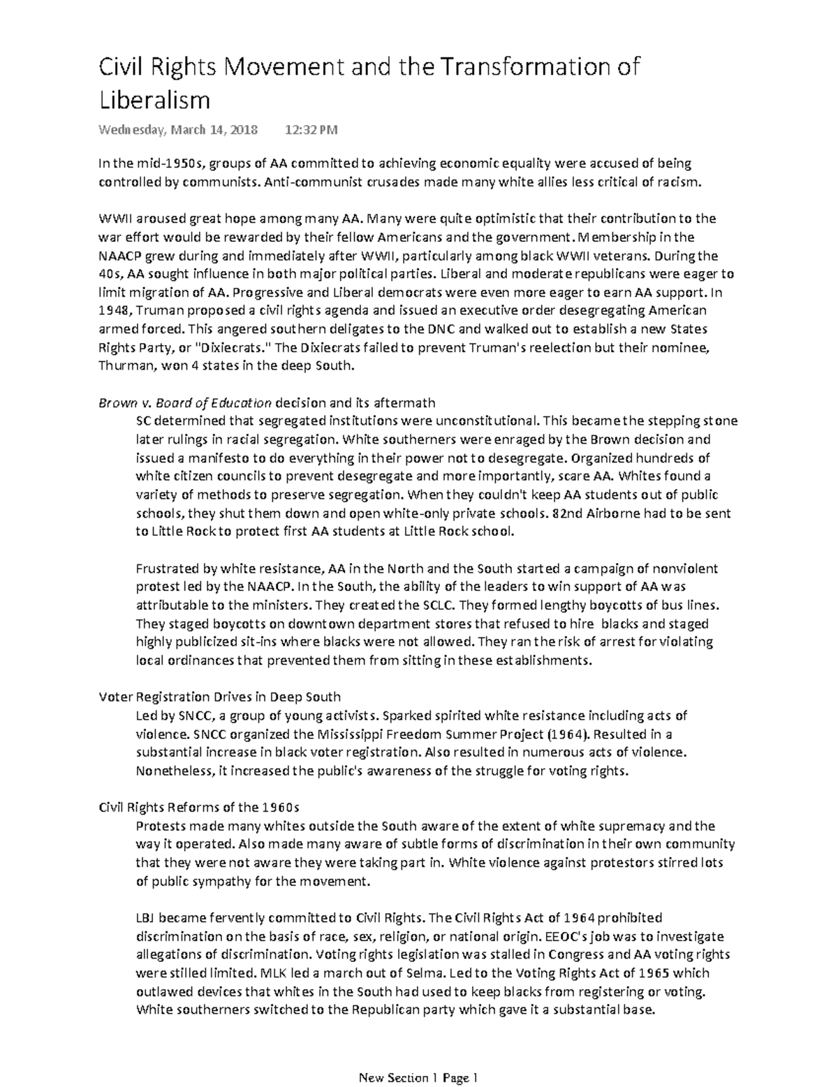 Civil Rights Movement and the Transformation of Liberalism - Warning ...
