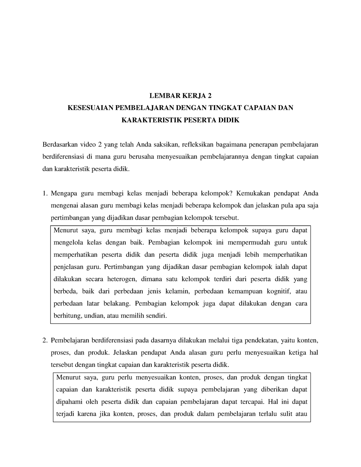 Ppae Topik 3 Lk 5 Eksplorasi Lembar Kerja 2 Kesesuaian Pembelajaran